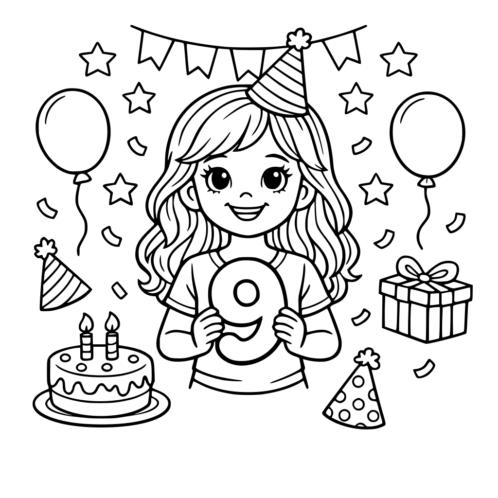 Meisje met licht golvend haar dat 9 jaar wordt