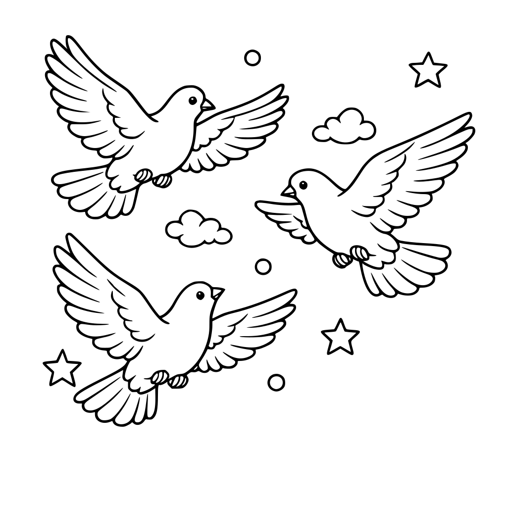 3 white colour flying pigeons