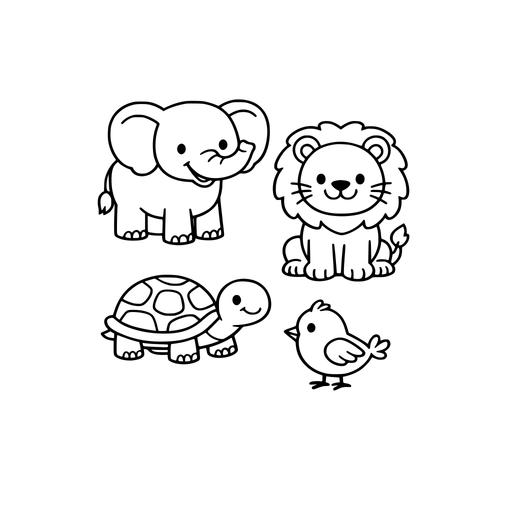 coloring book for toddlers, subject: animals
