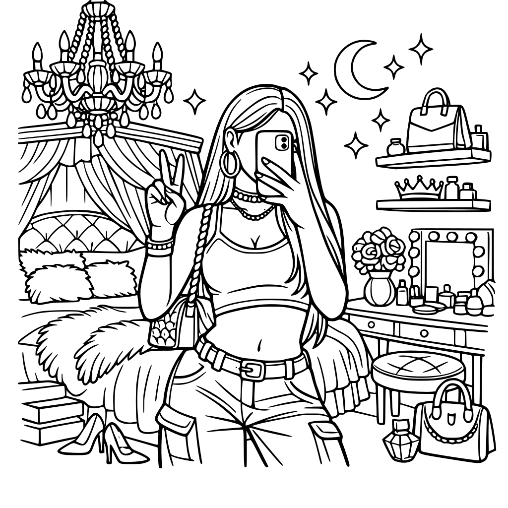 A baddie mirror selfie aesthetic fantasy master bedroom for girls & women