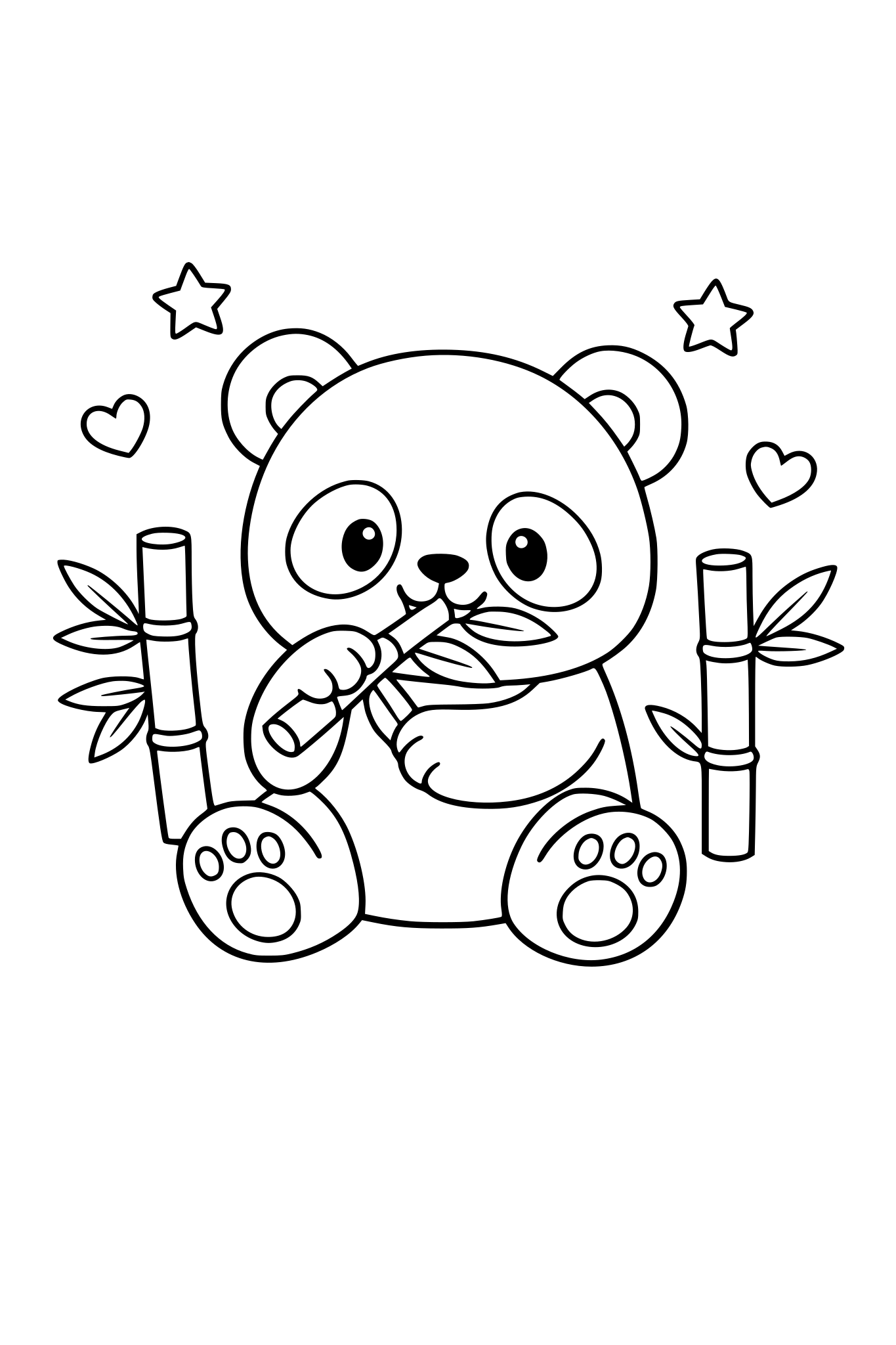 cute panda eating bamboo, simple, toddlers friendly