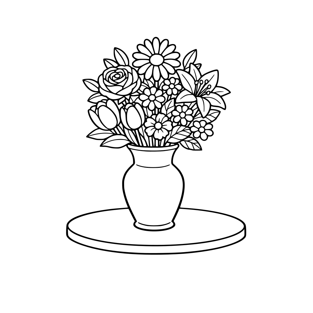 a bouquet of flowers in a vase on top of a table