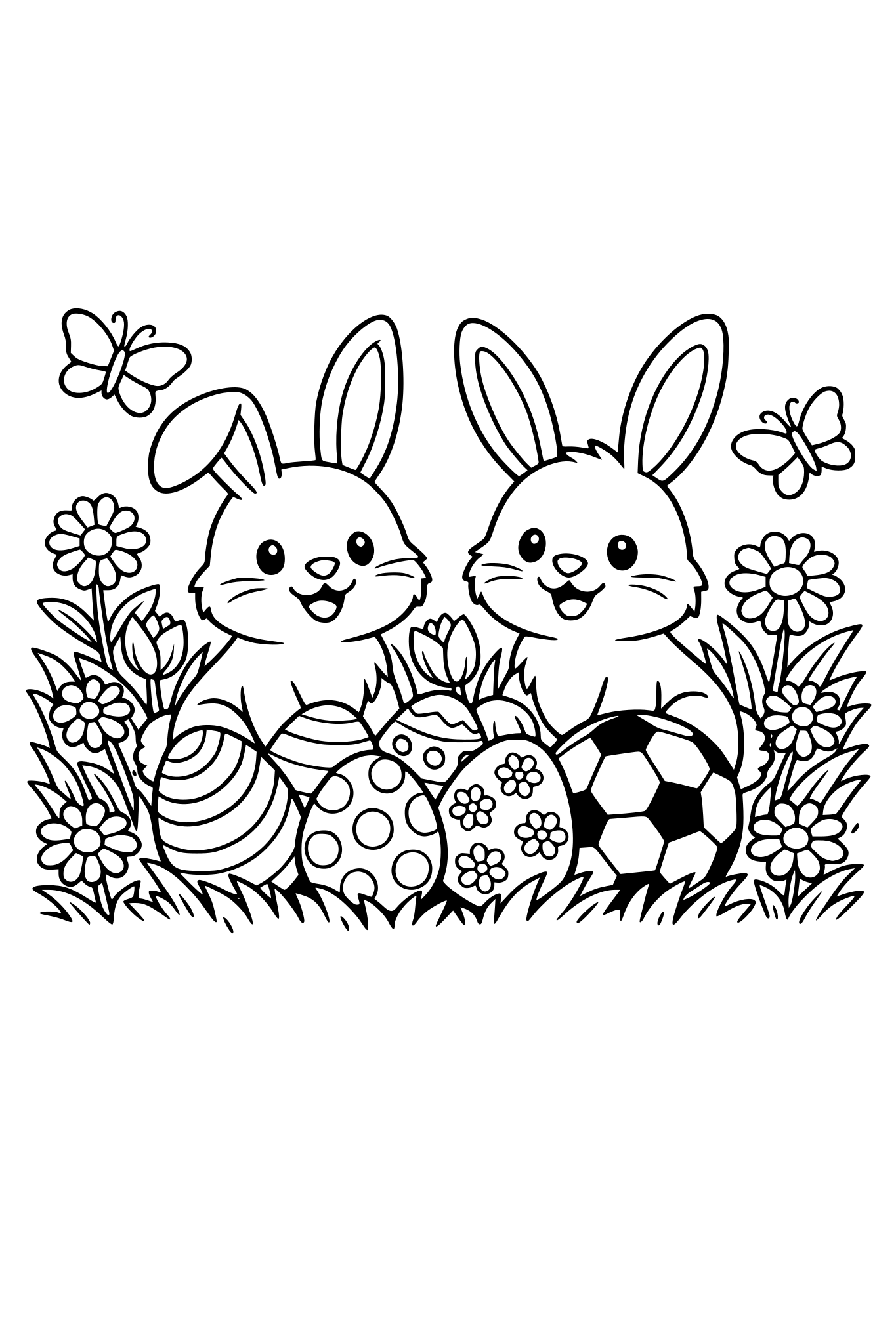 Osterhasen, Ostereier, Natur, Blumen, Fussball, Wiese