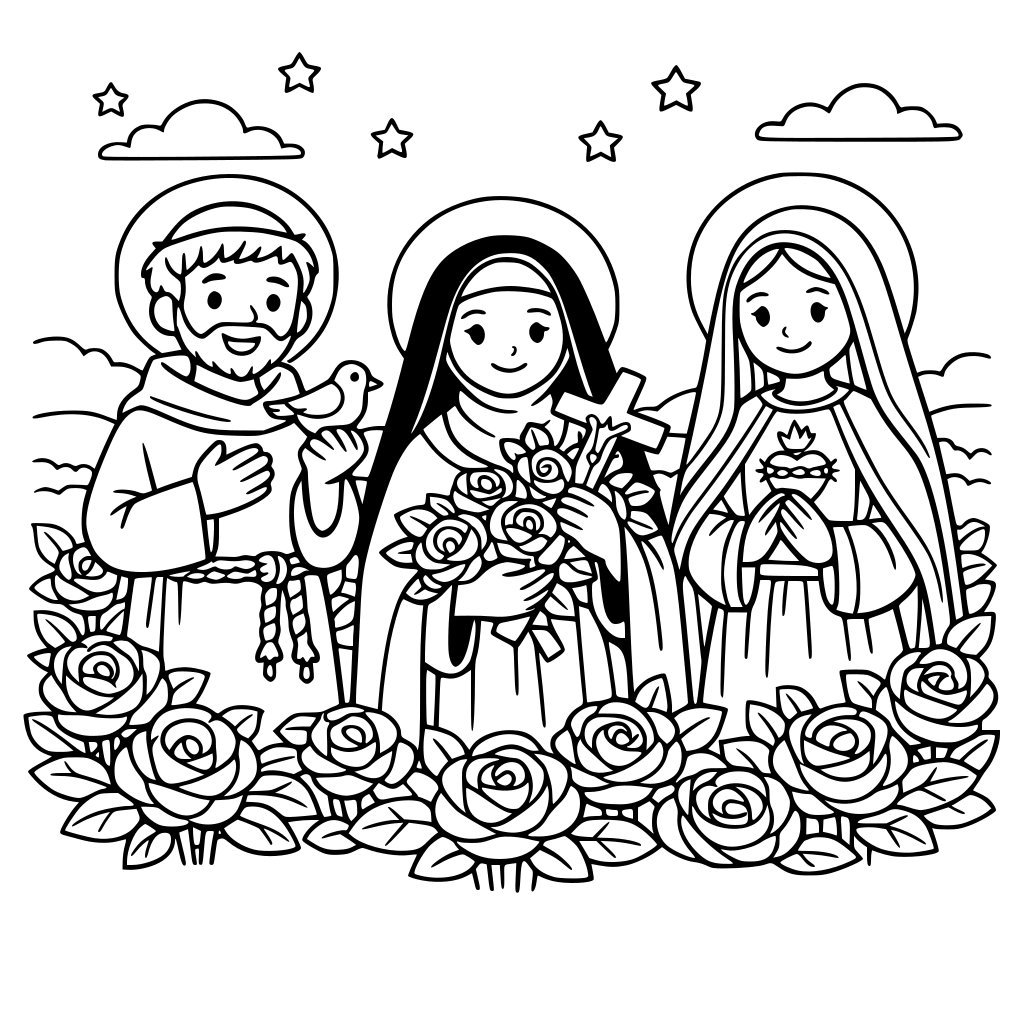 Catholic Saints, roses, flower Garden