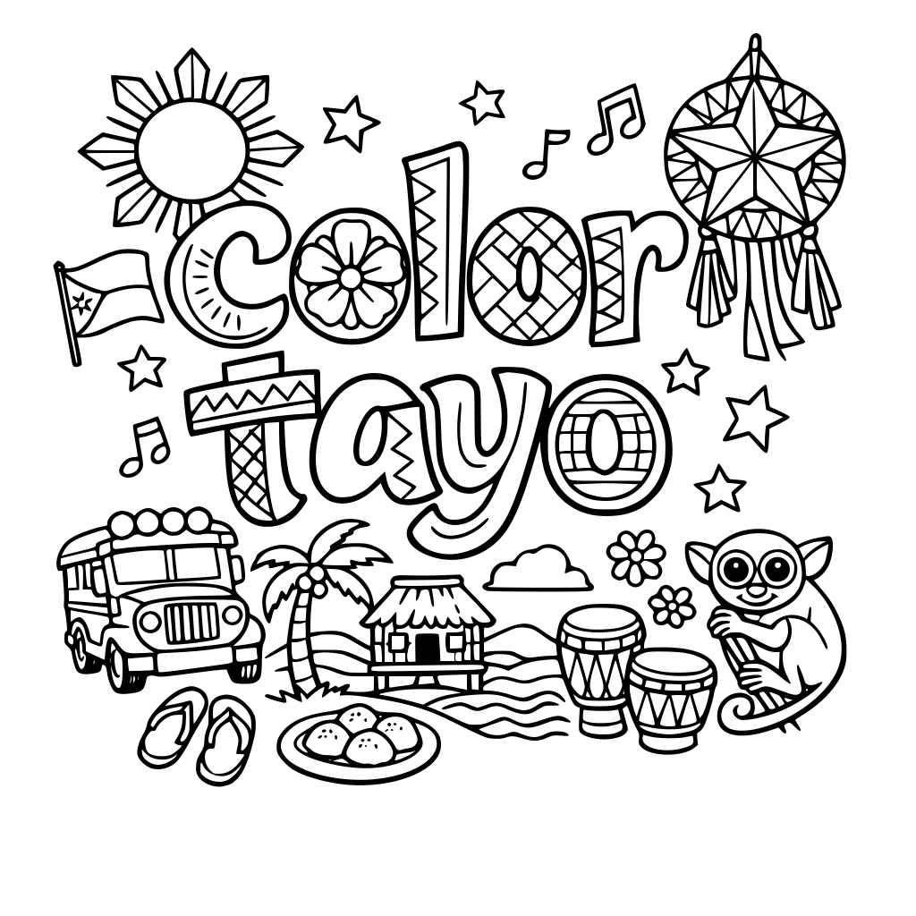 "color tayo" in filipino-inspired coloring letters