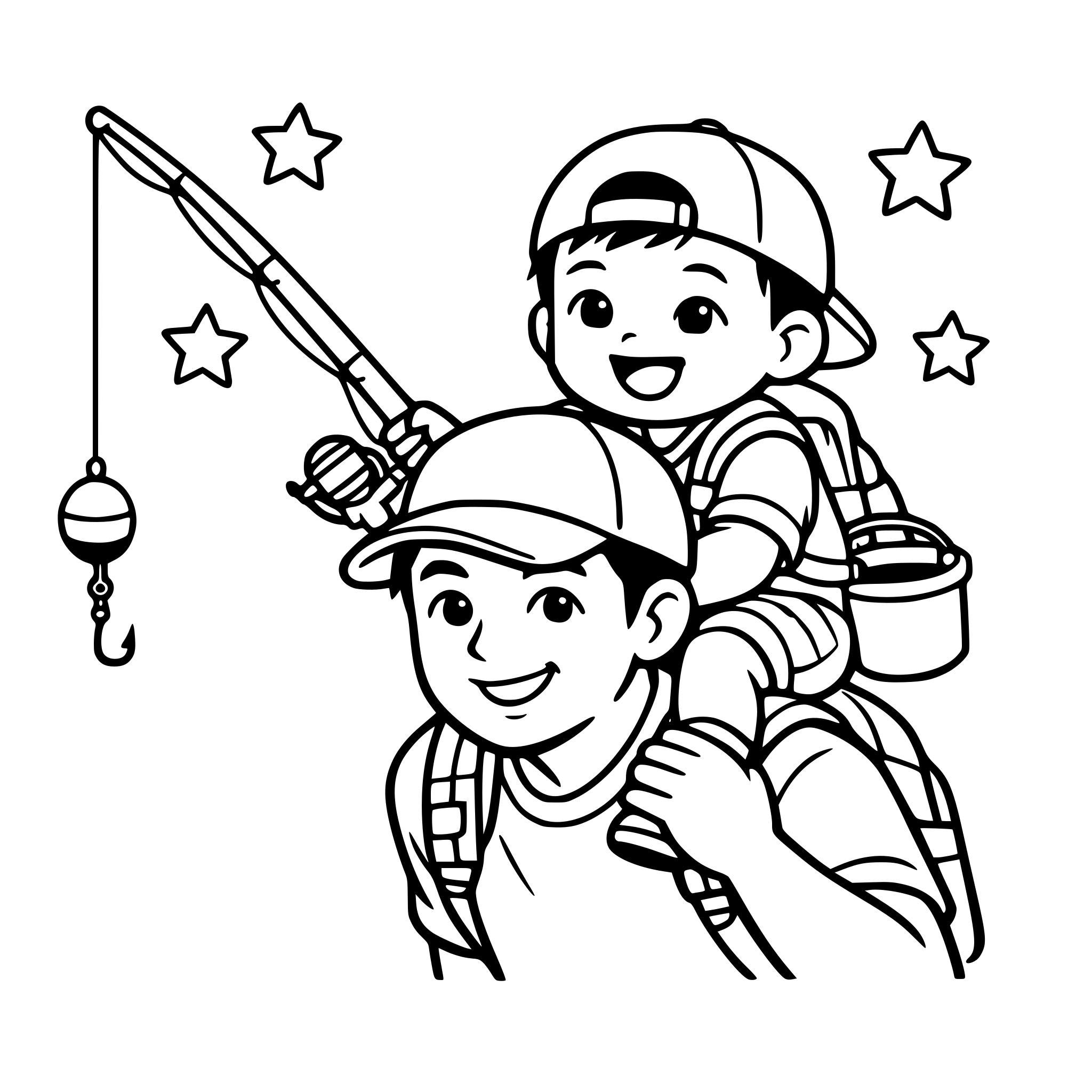 asian baby boy on dad's back fishing