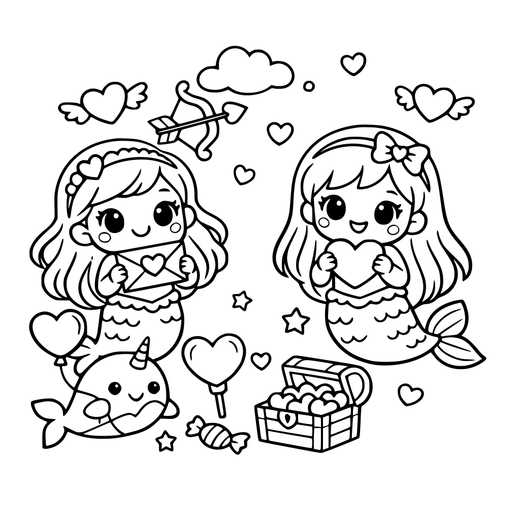 cute valentine's day mermaid's for little girls