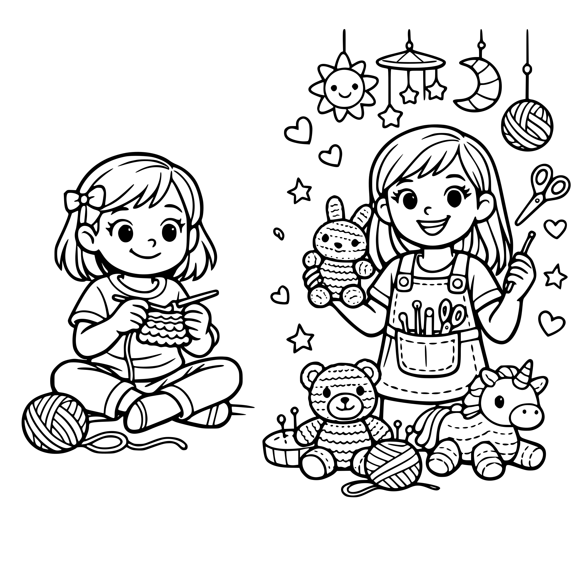 A young girl learning to crochet and becoming this great creator