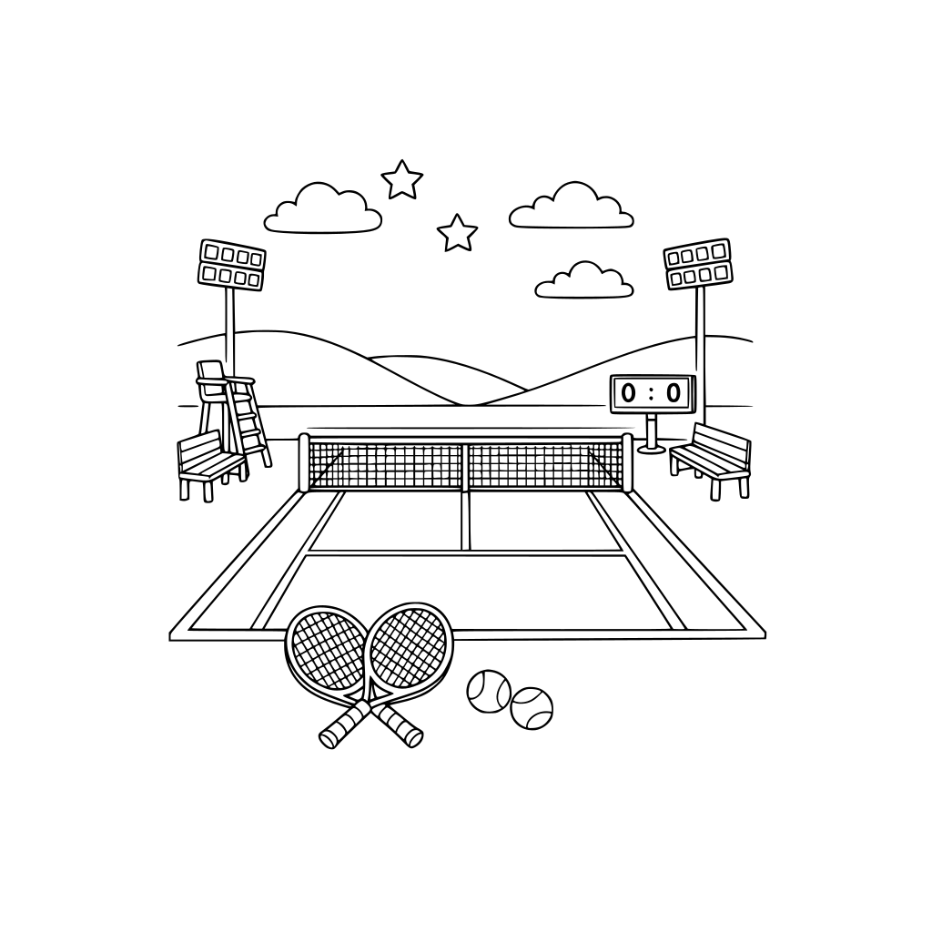 campo da tennis line art