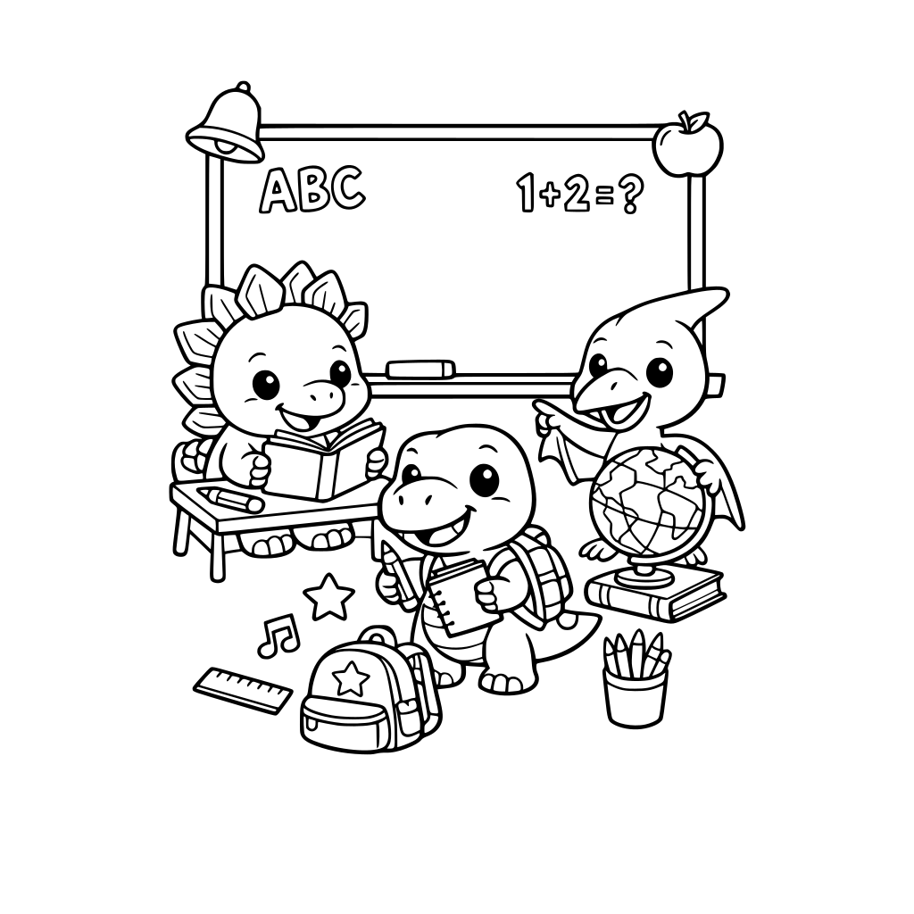 cute dinosaurs in school