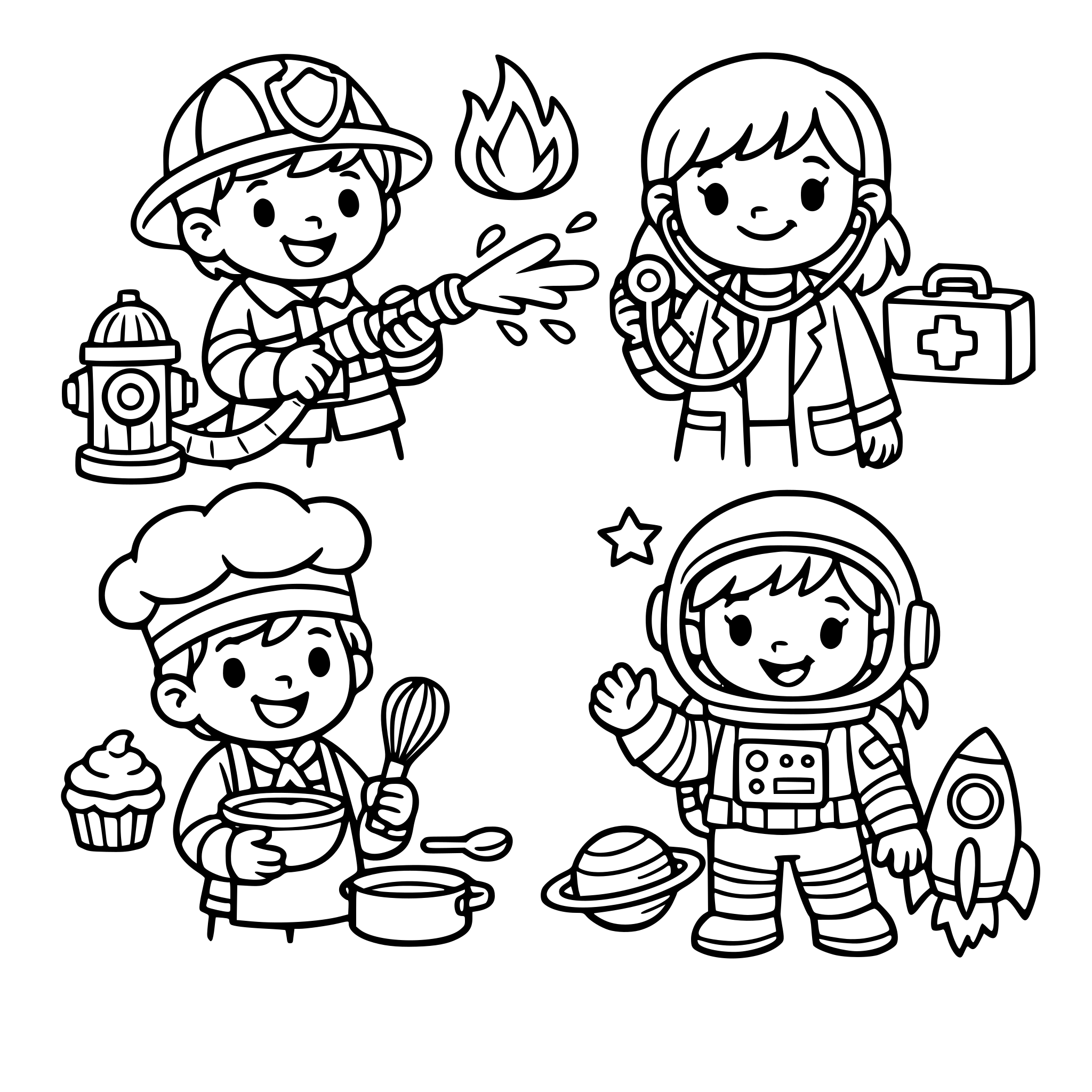 Dibujos para colorear de profesiones para niños