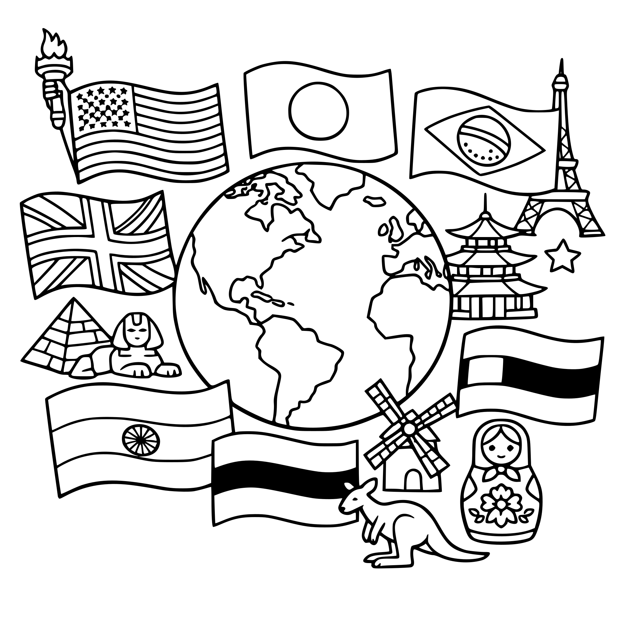 World, cultures, various countries flags