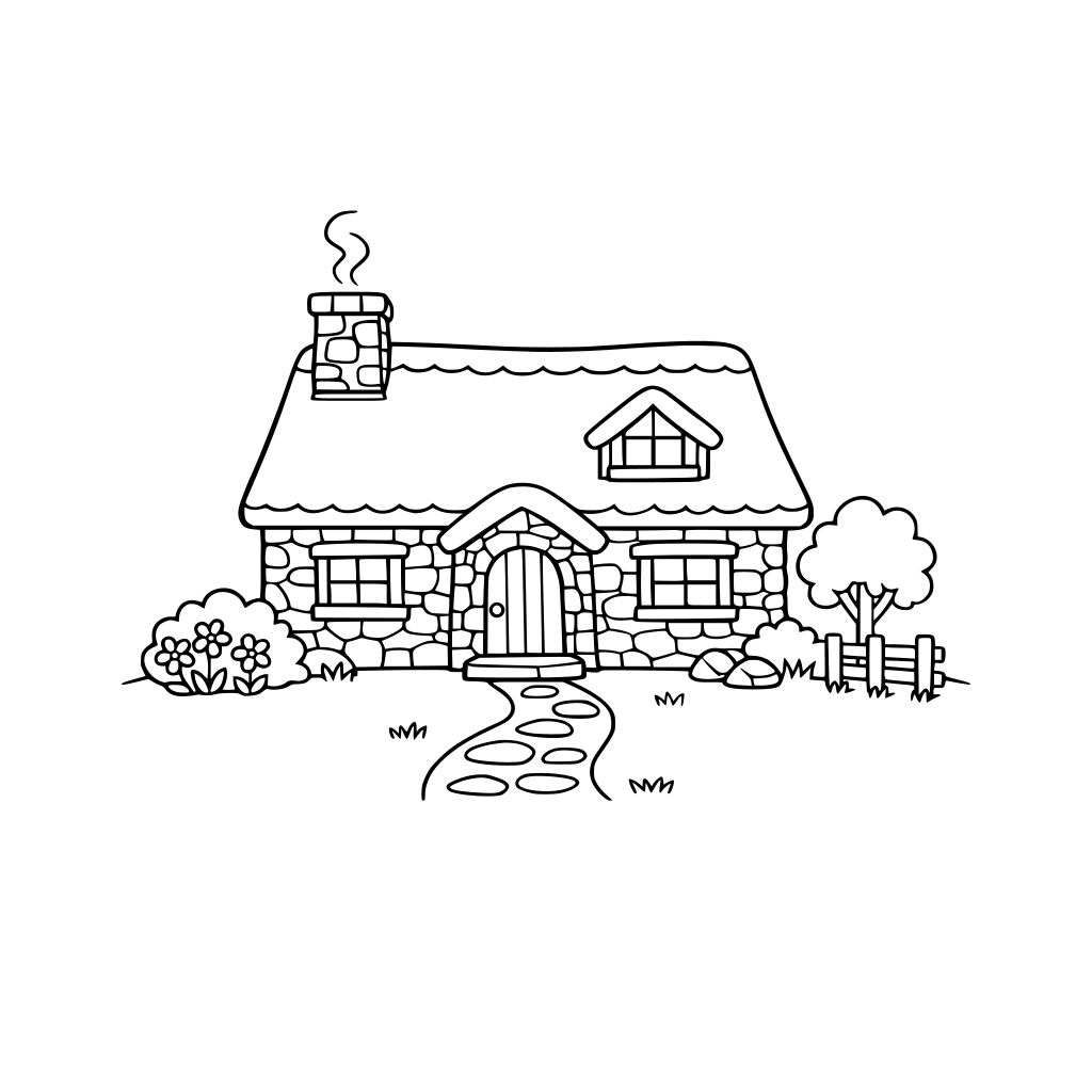 por favor dibuja una casa de piedra