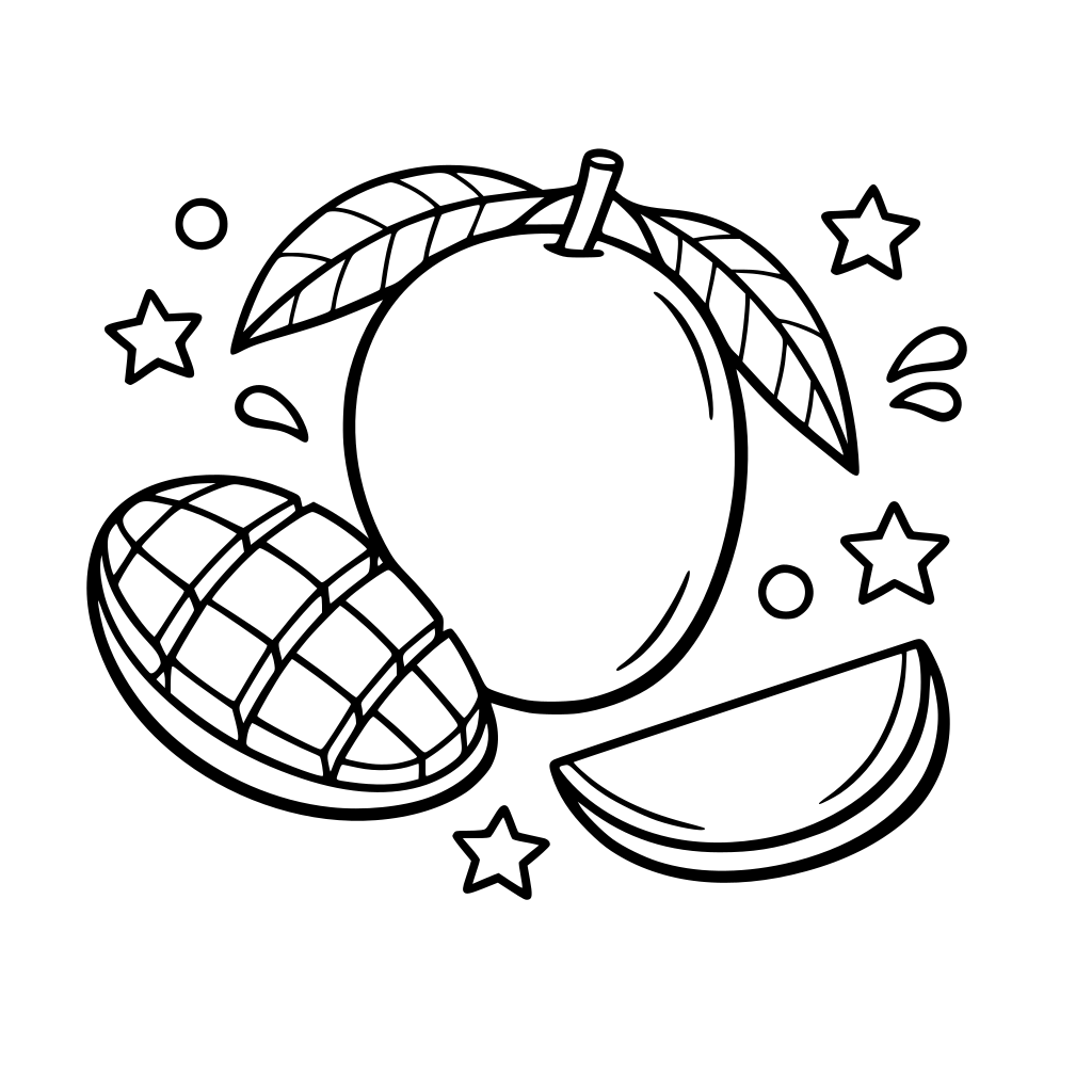 Create black and white vector illustration Mango