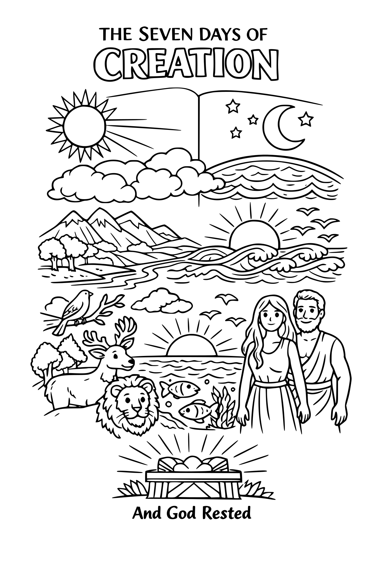 genesis chapter one in the bible , creation in 7 days