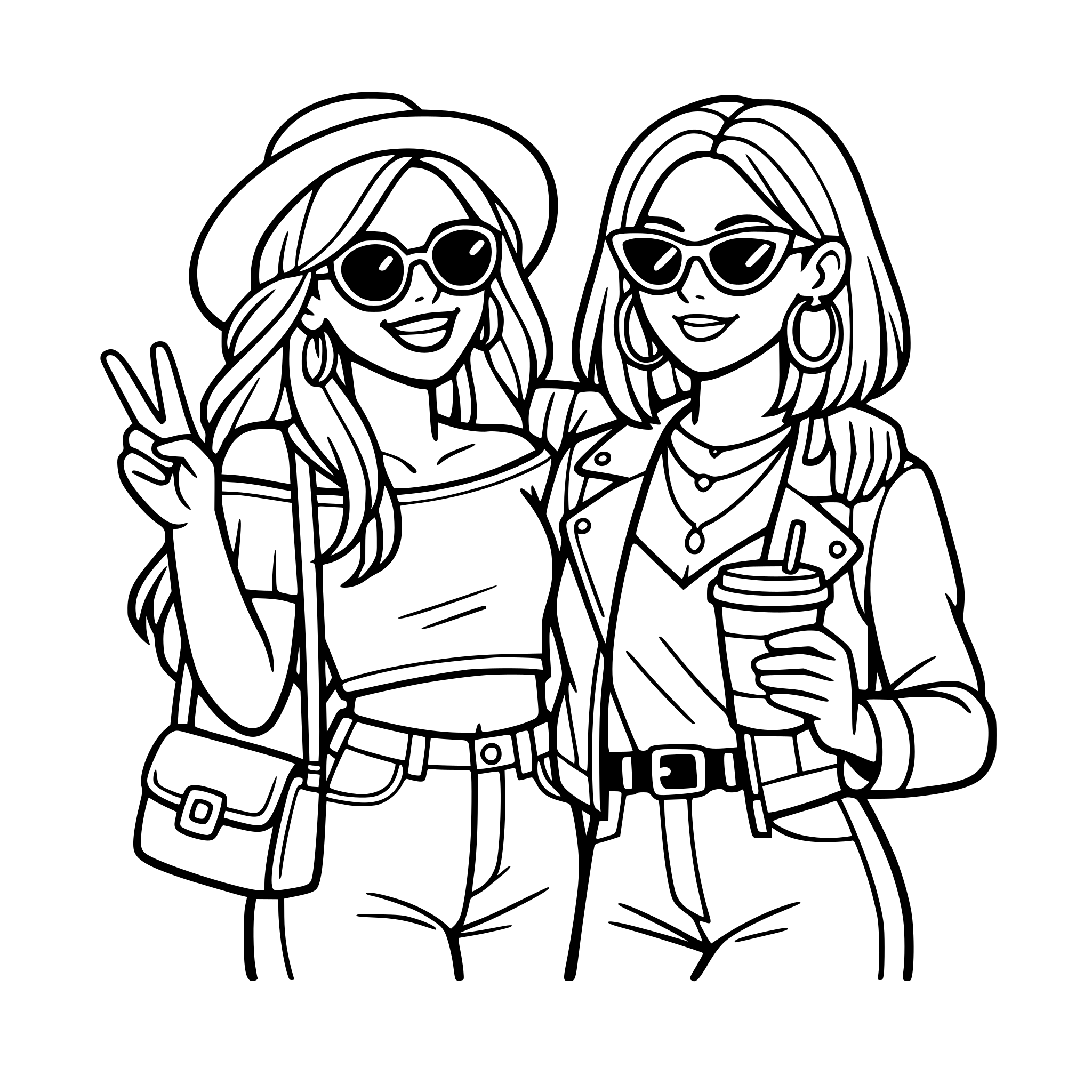 Deux copines femmes stylés