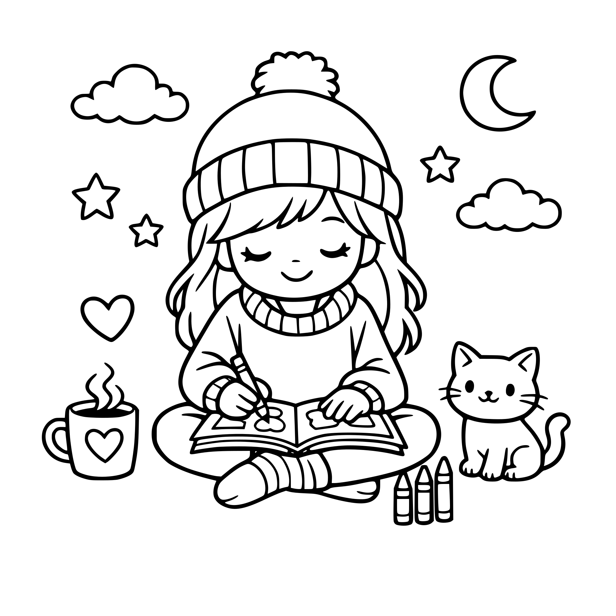 Cozy girl colouring book,neatly finished picture