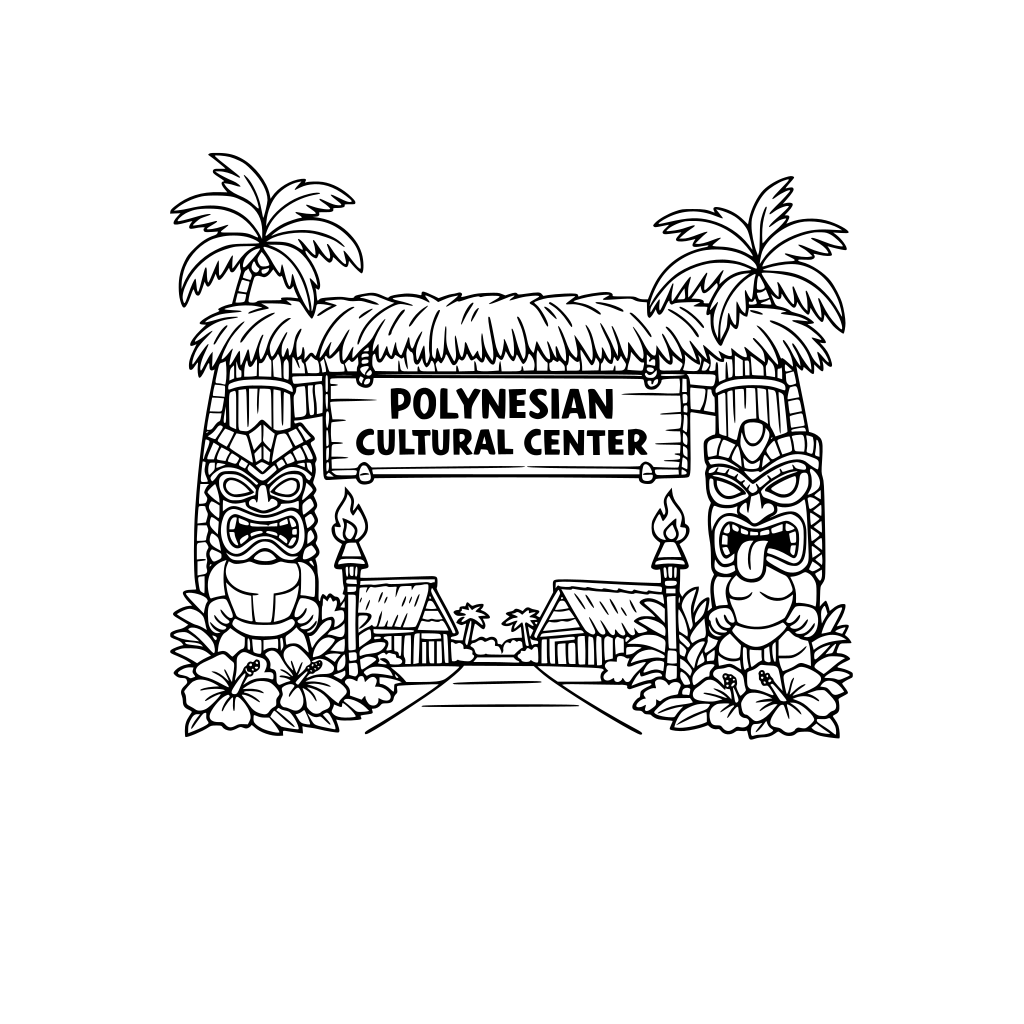 The entrance to the Polynesian Cultural Center.