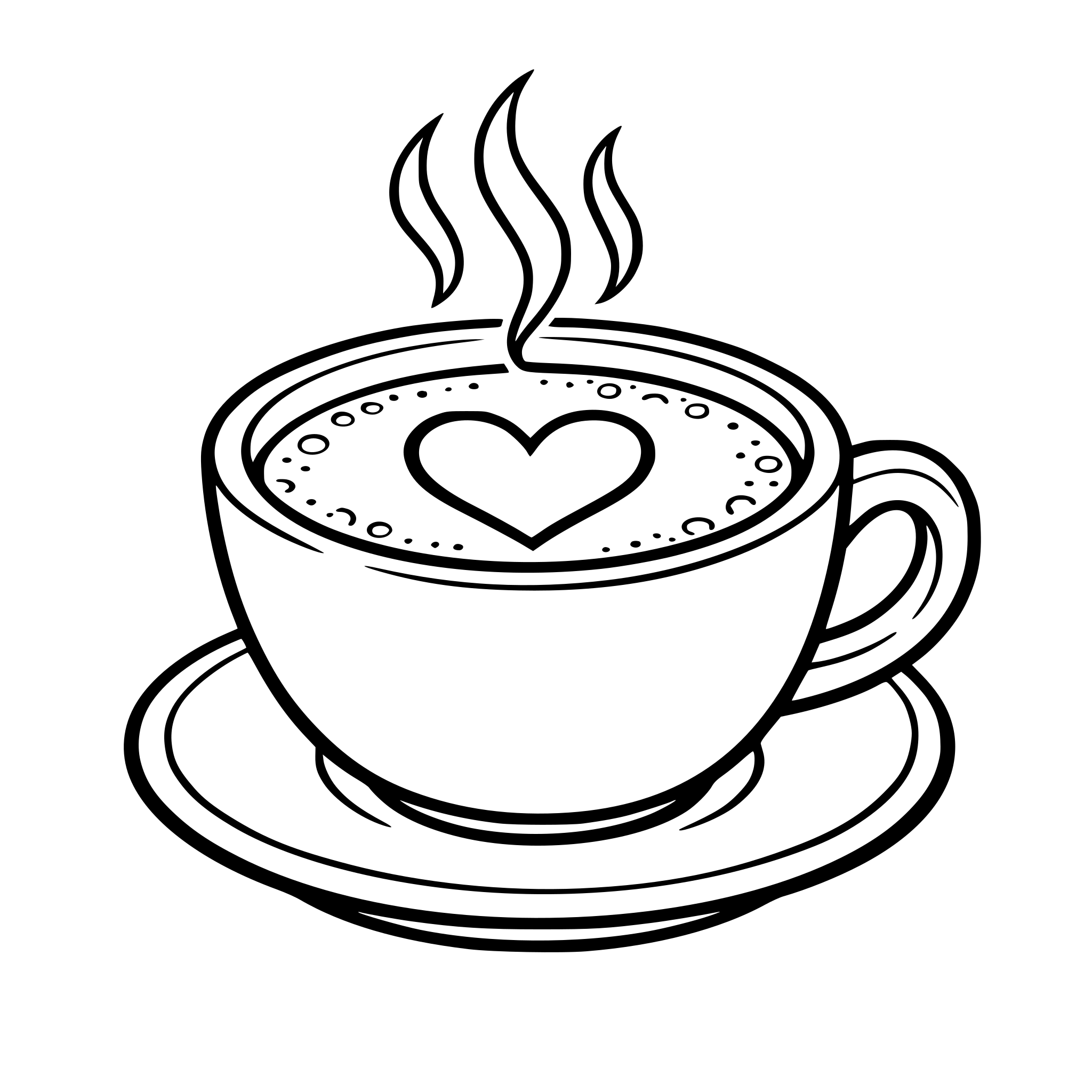a steaming cup of coffee with a simple heart in the foam
