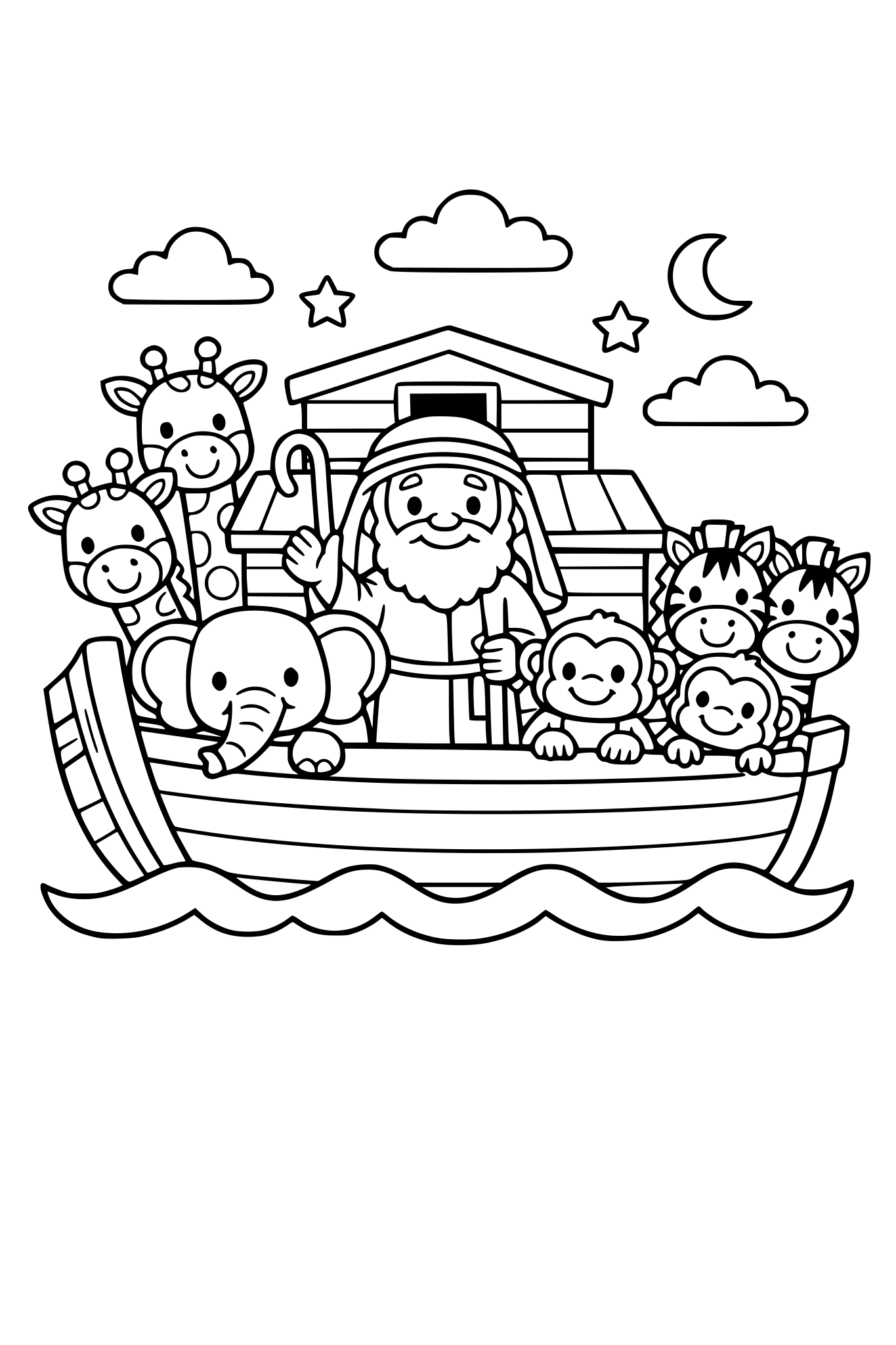 Create coloring pages for children suitable from age 4 to 7. It must be bible related.