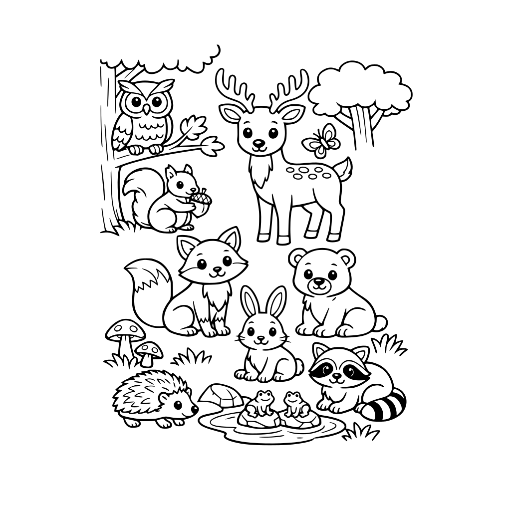 Plusieurs animaux dans la forêt