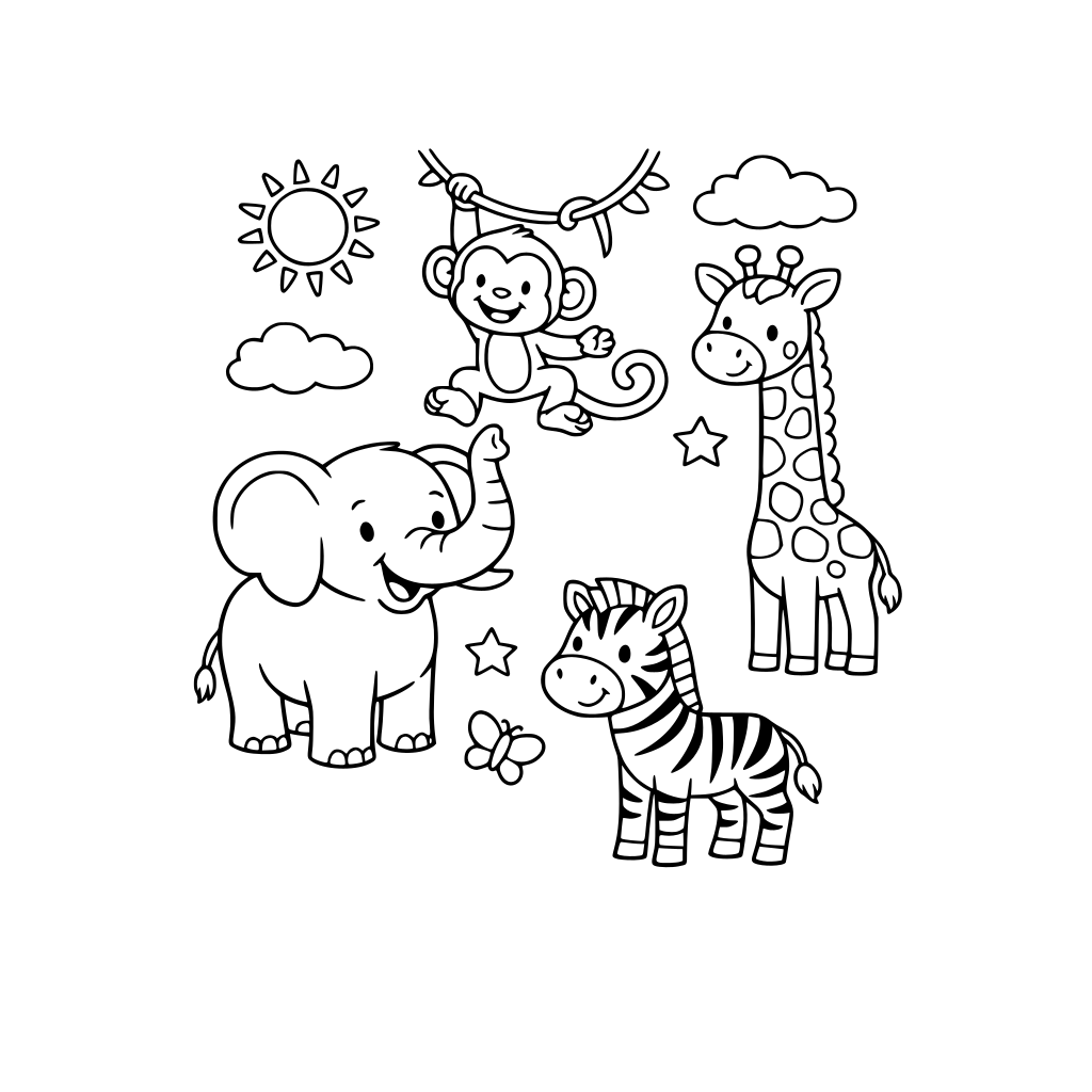 Zoo themed kids coloring book