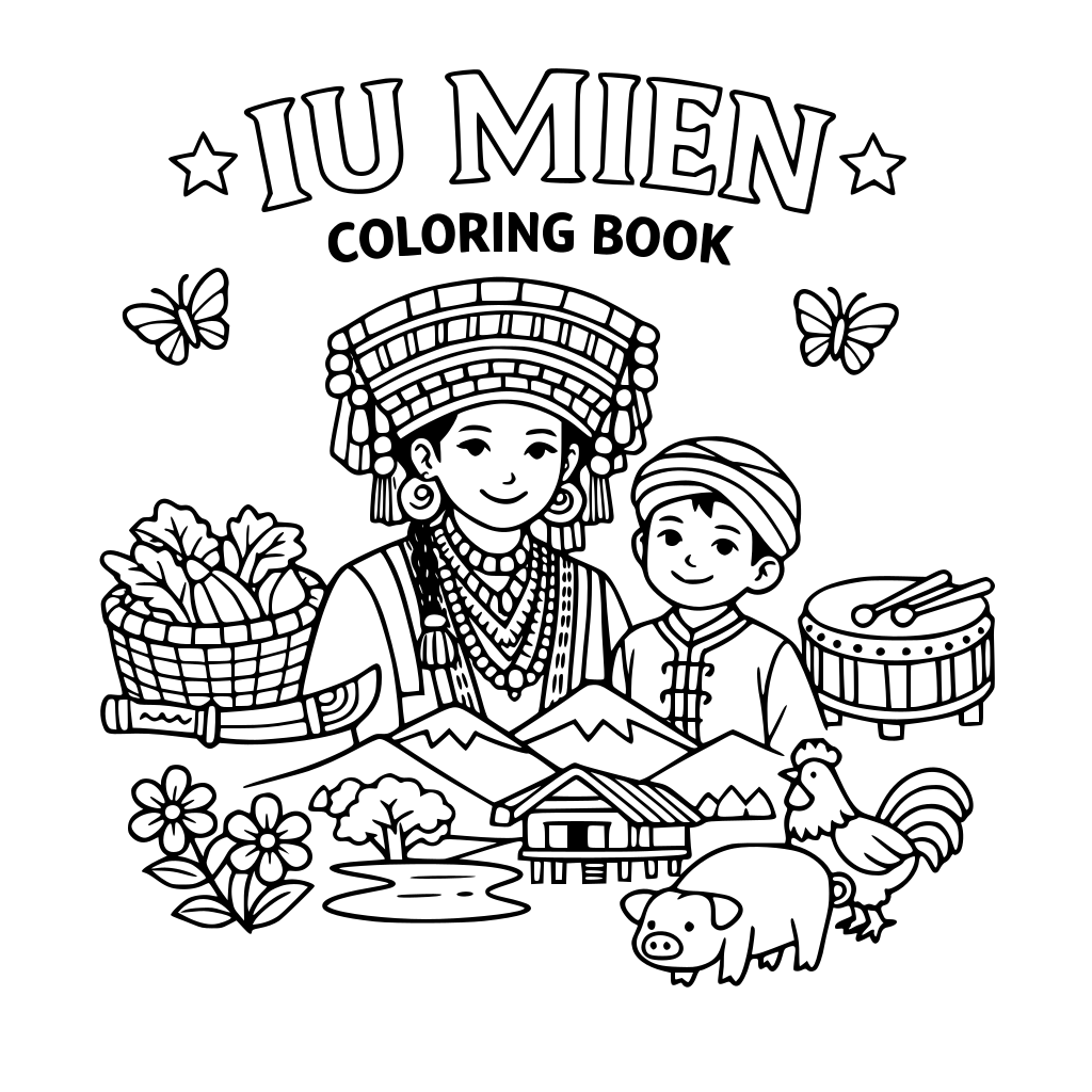 iu Mien coloring book title page