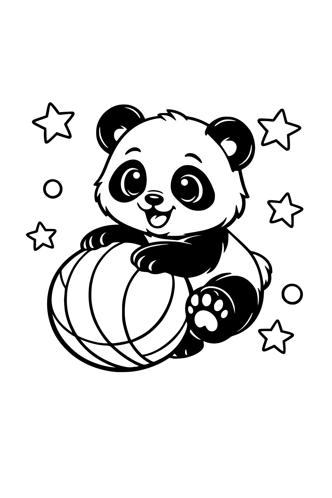 A little panda playing with the ball