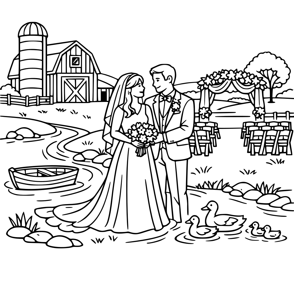 wedding on a farm with a river