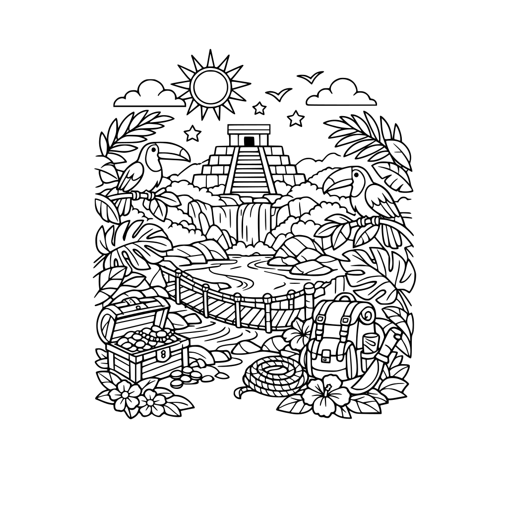 Tropical adventurous vibrant leafy