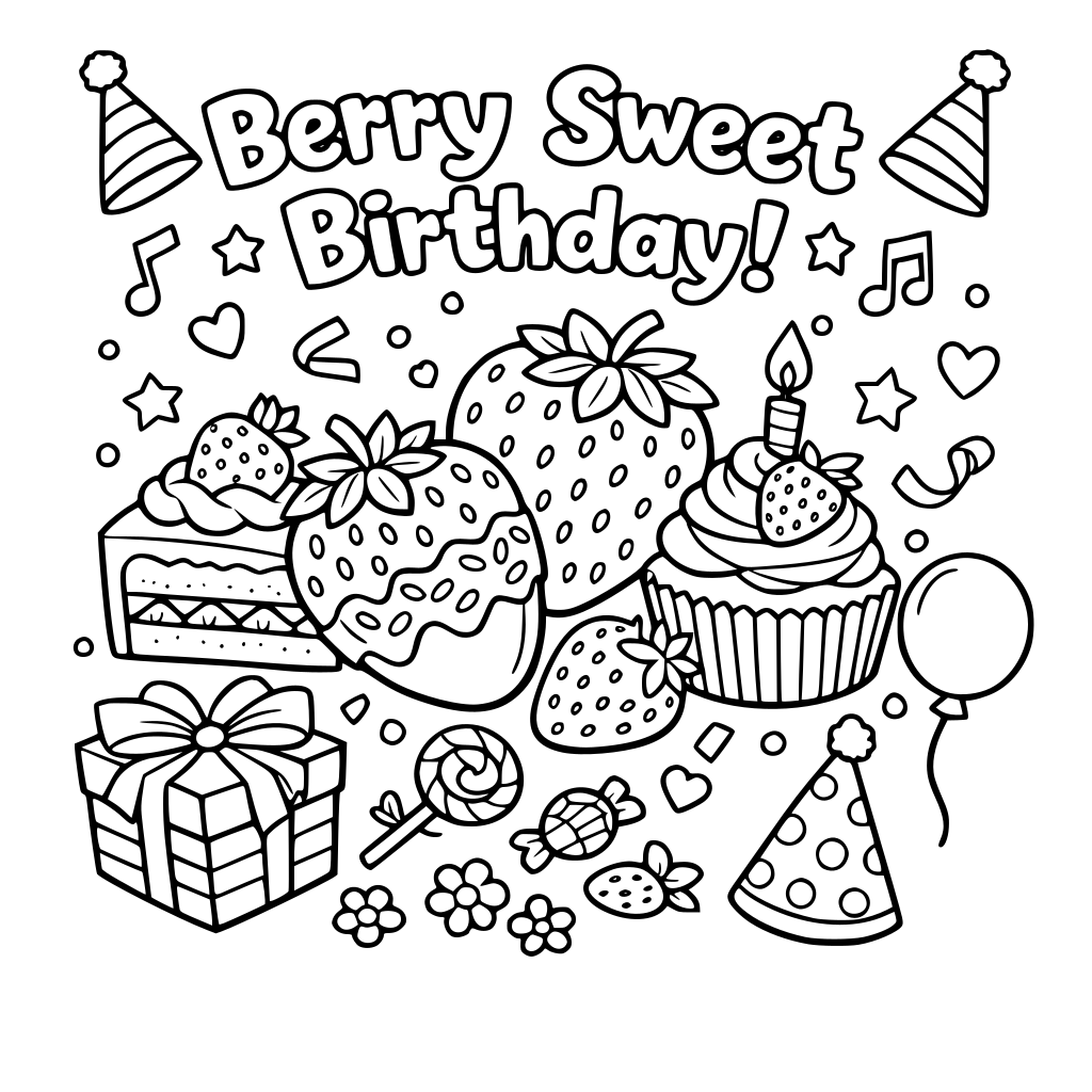 berry sweet birthday images with strawberry focus mixed with birthday elements
