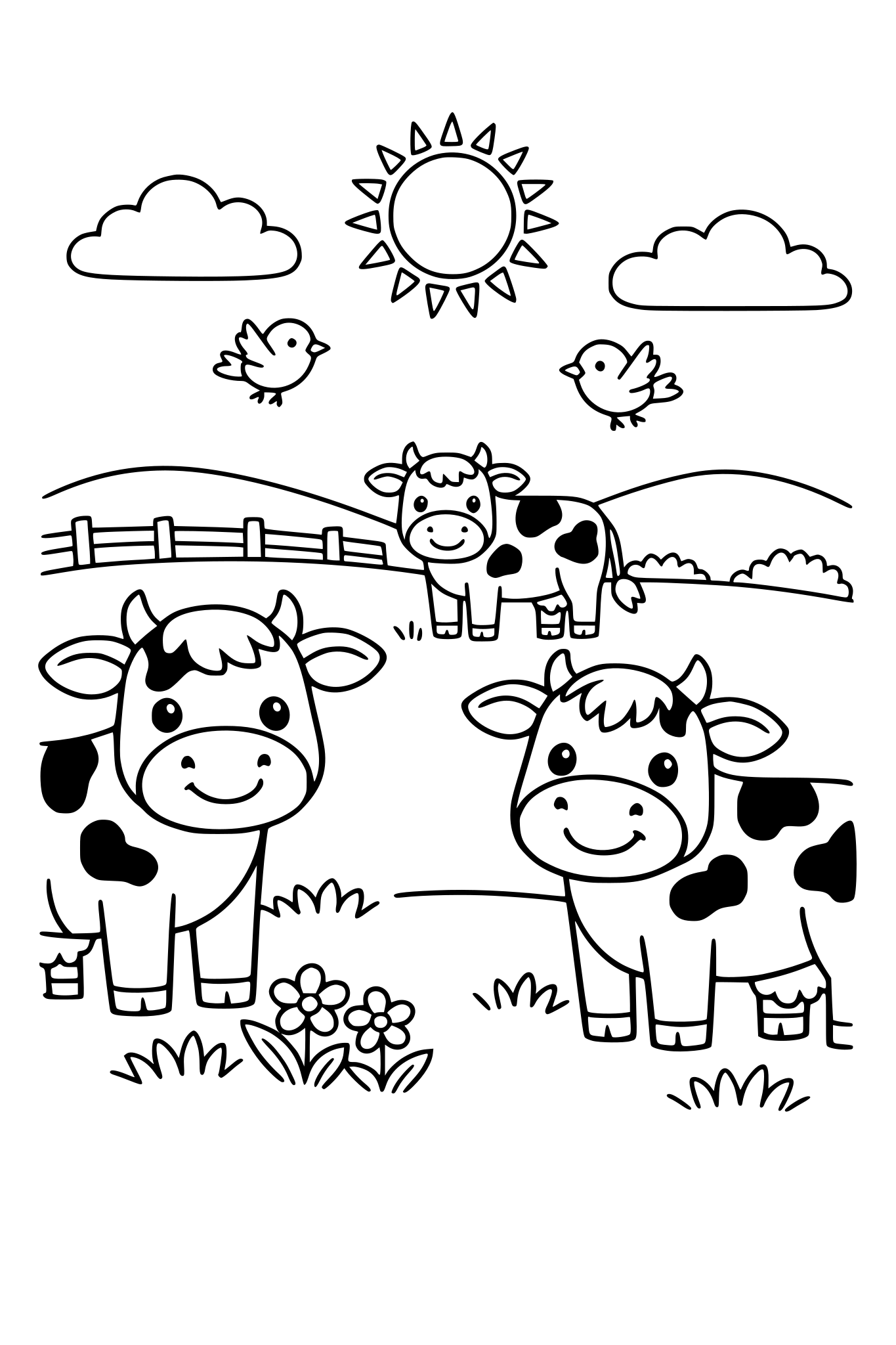 Friendly looking cows on a field