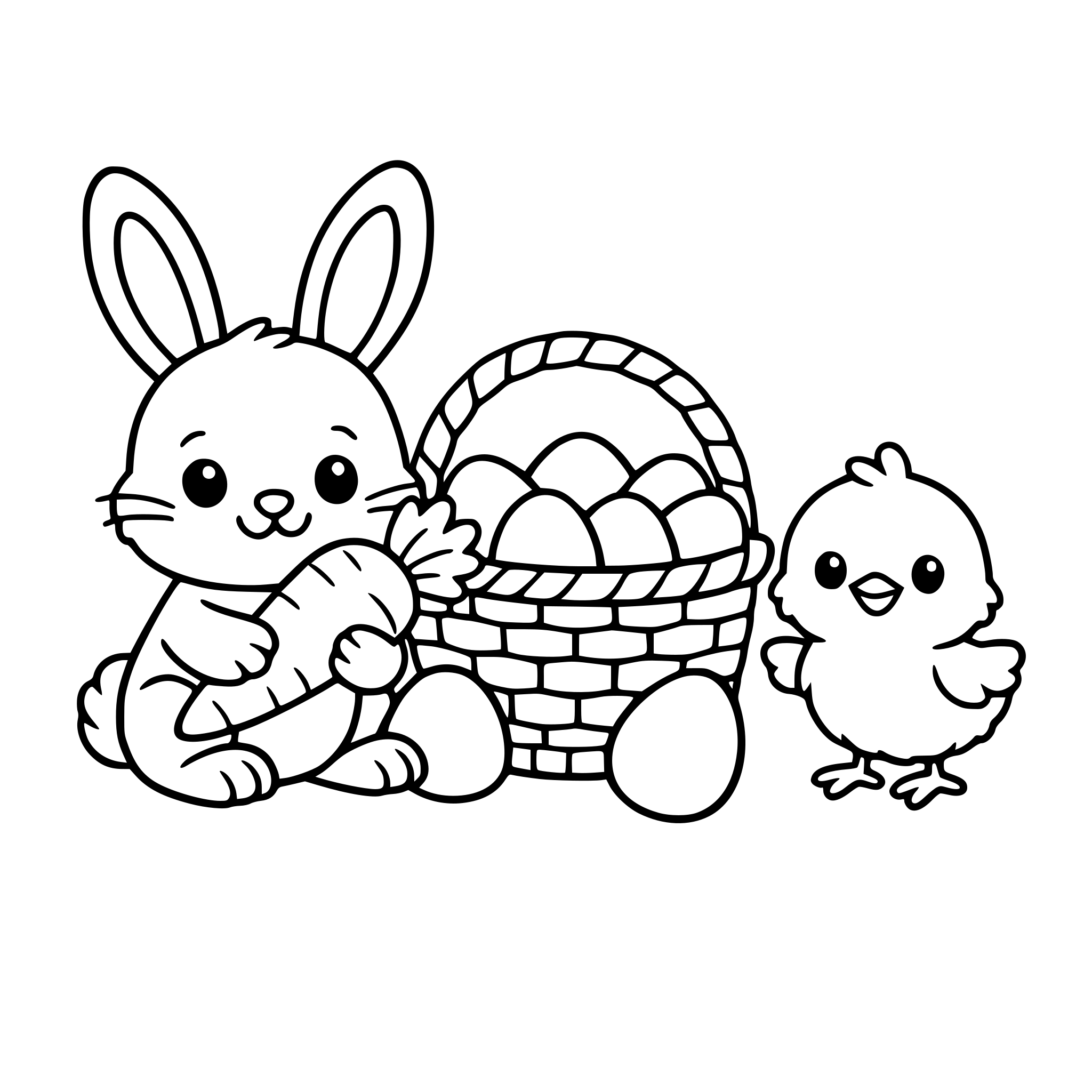 zajączek . marchewka. kurczak. koszyk jajko