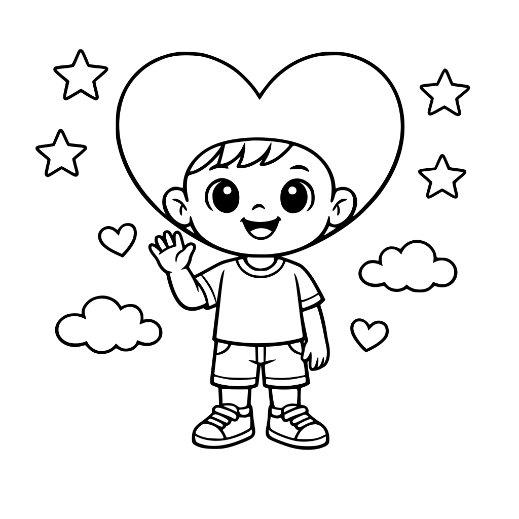 a child with a heart shaped head