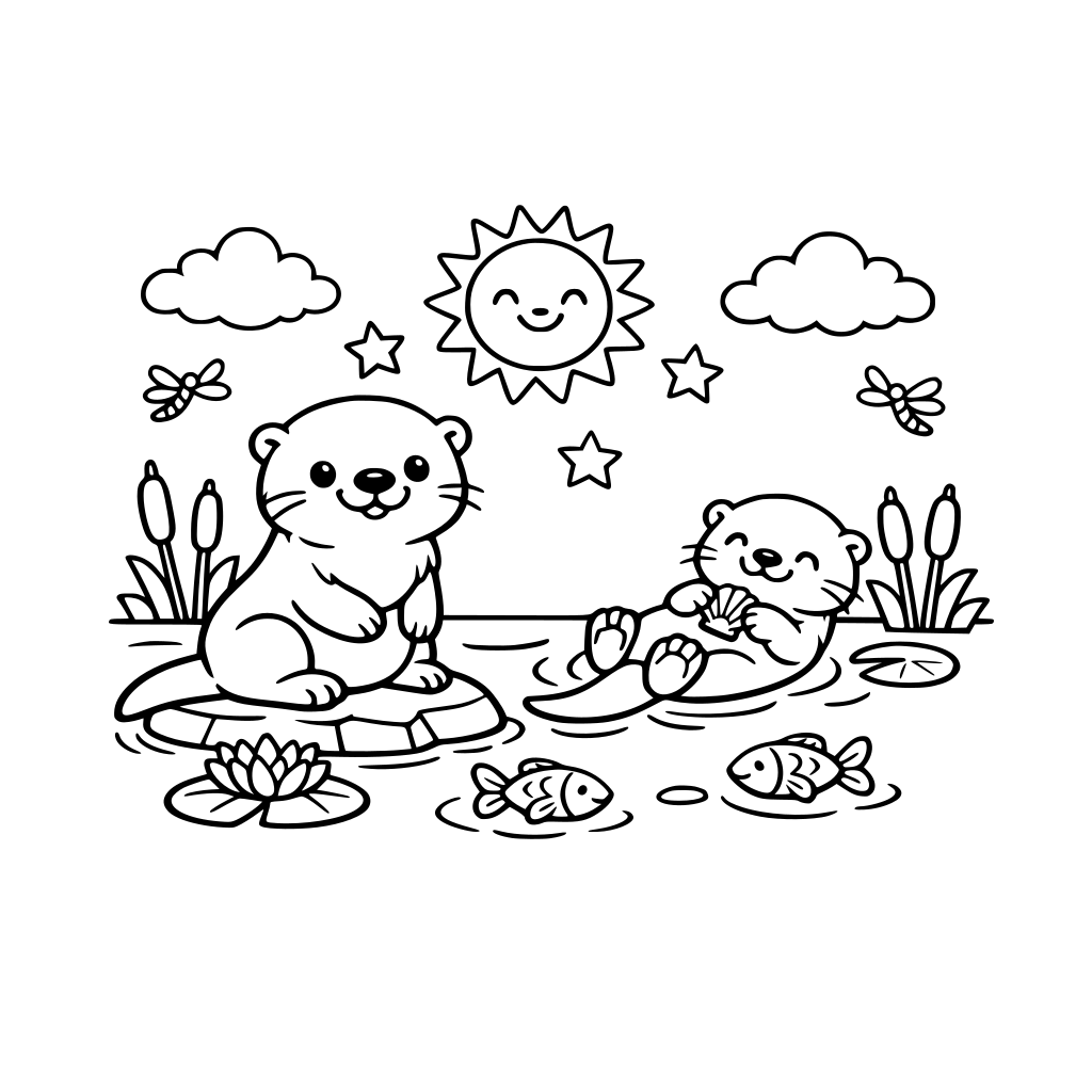 Cute otter scene