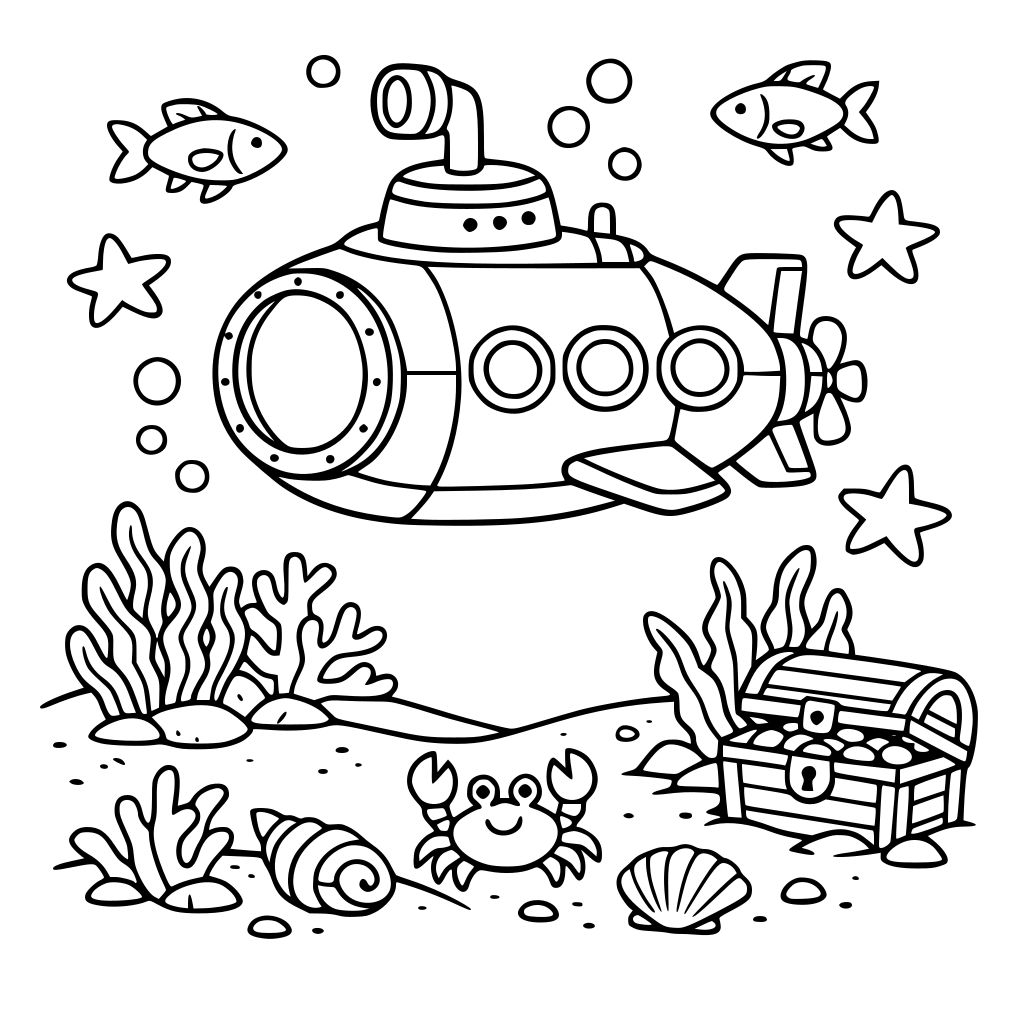 A submarine exploring the ocean