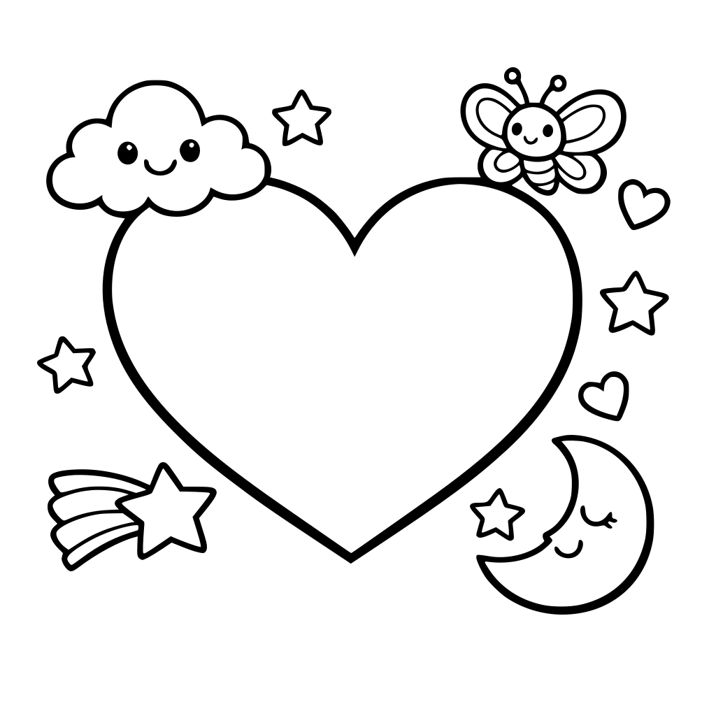 picture of a heartfor kids to color