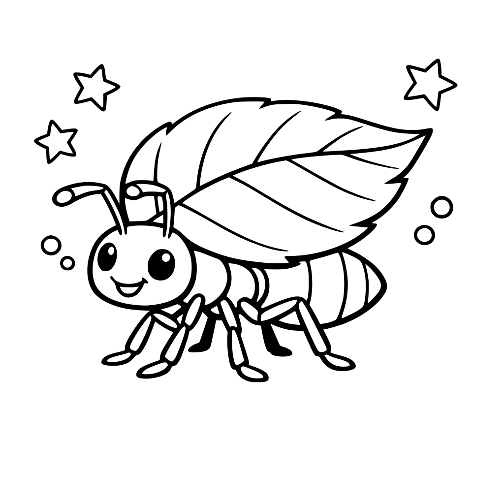 ant with a leaf on its back