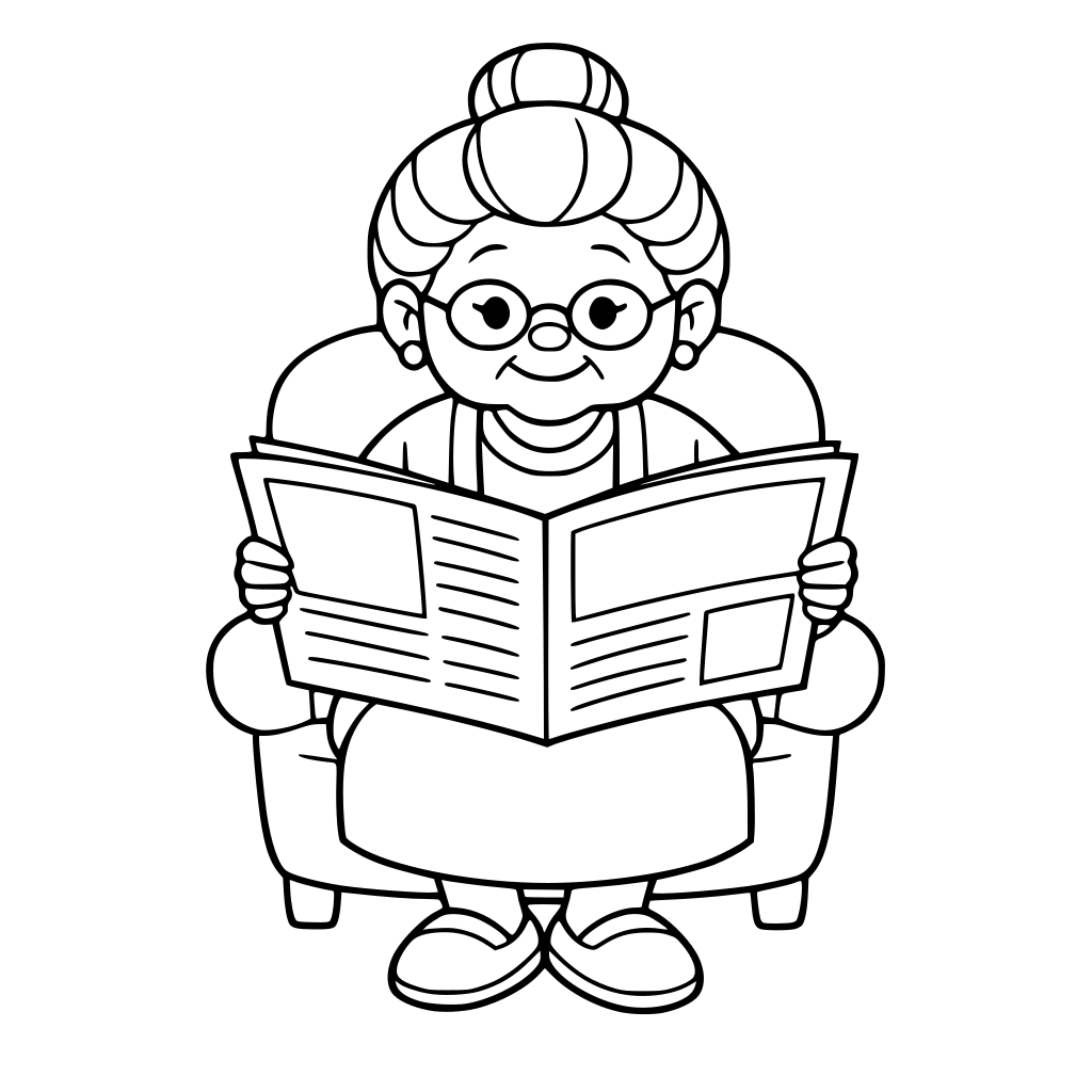 grandma reading the newspaper
