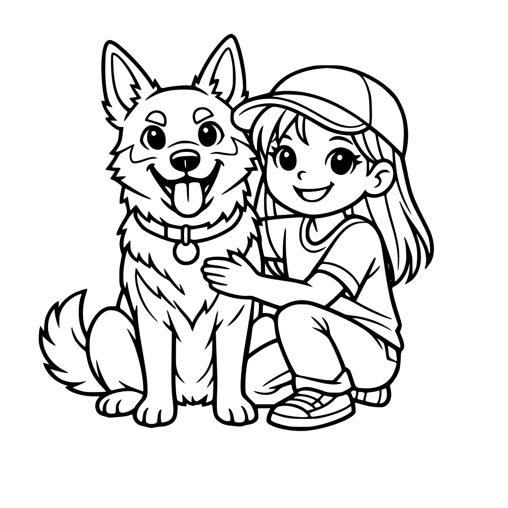 a cute kelpie dog with a girl