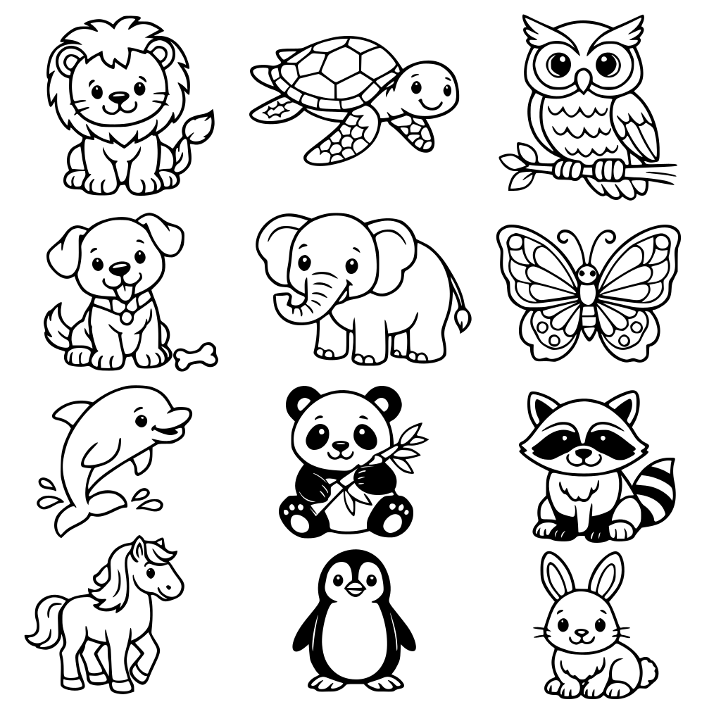 create10 pages of animals