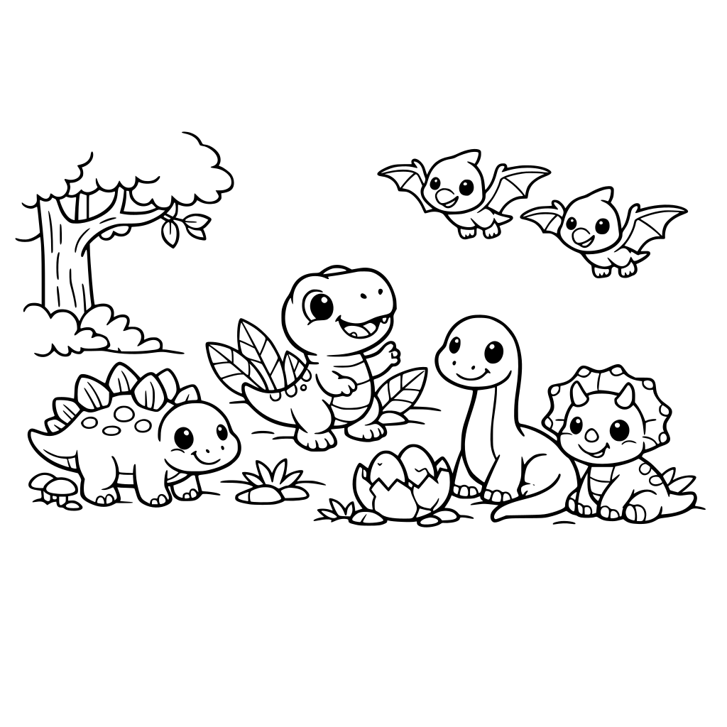 um livro para crianças sobre dinossauros na floresta que sejam fofos