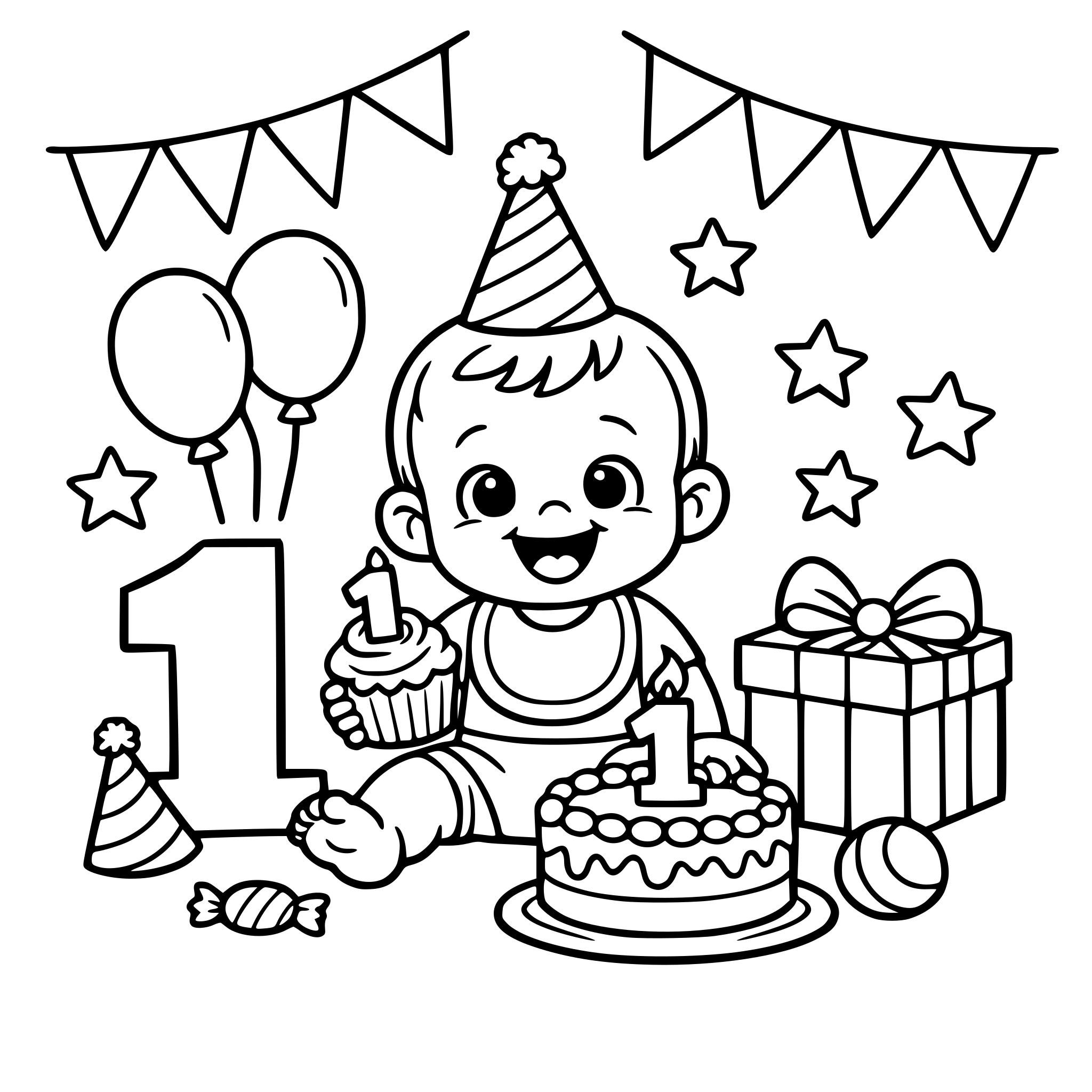 a baby celebrating his first birthday