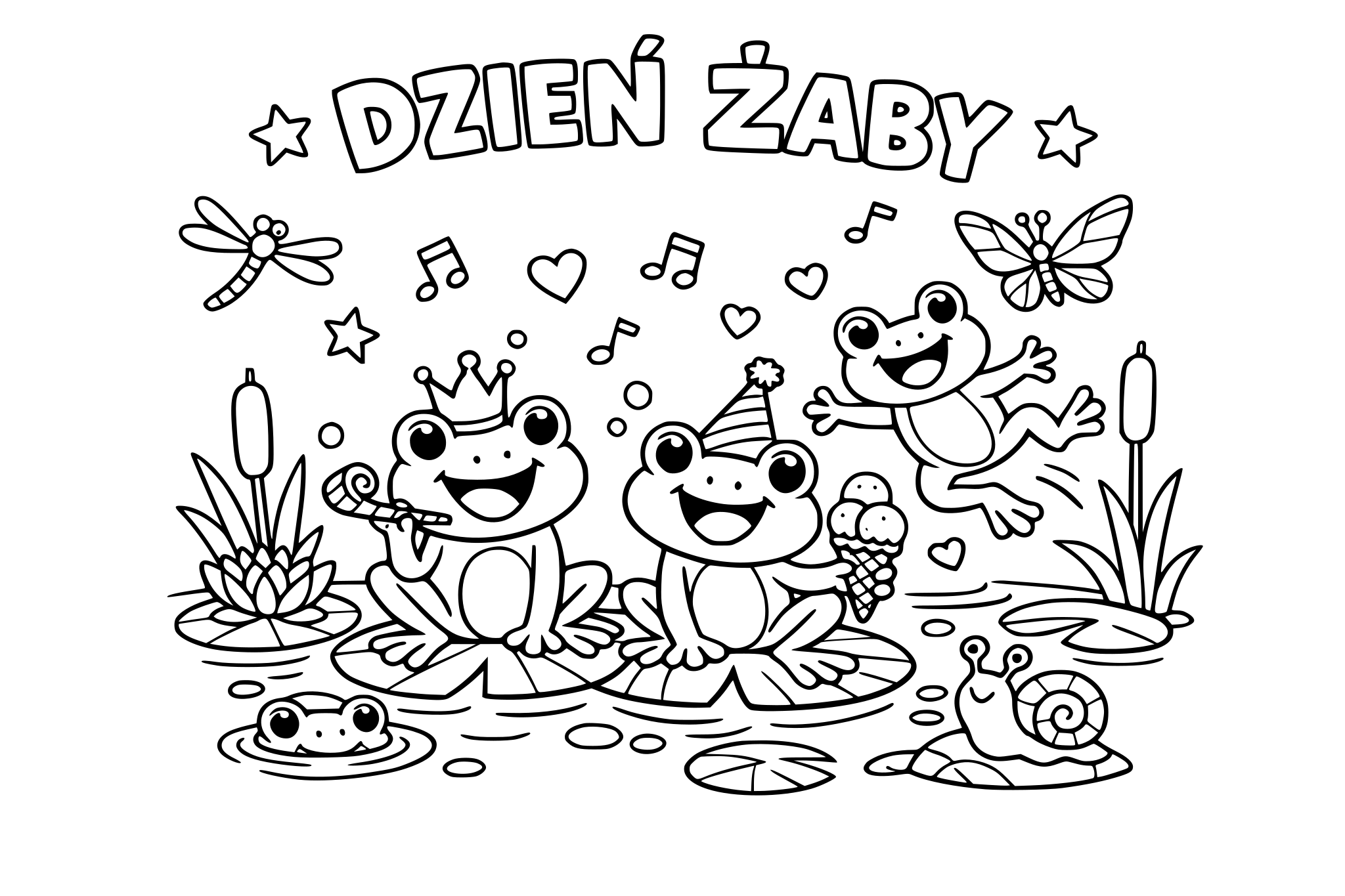 zrób kolorowanki na dzień żaby