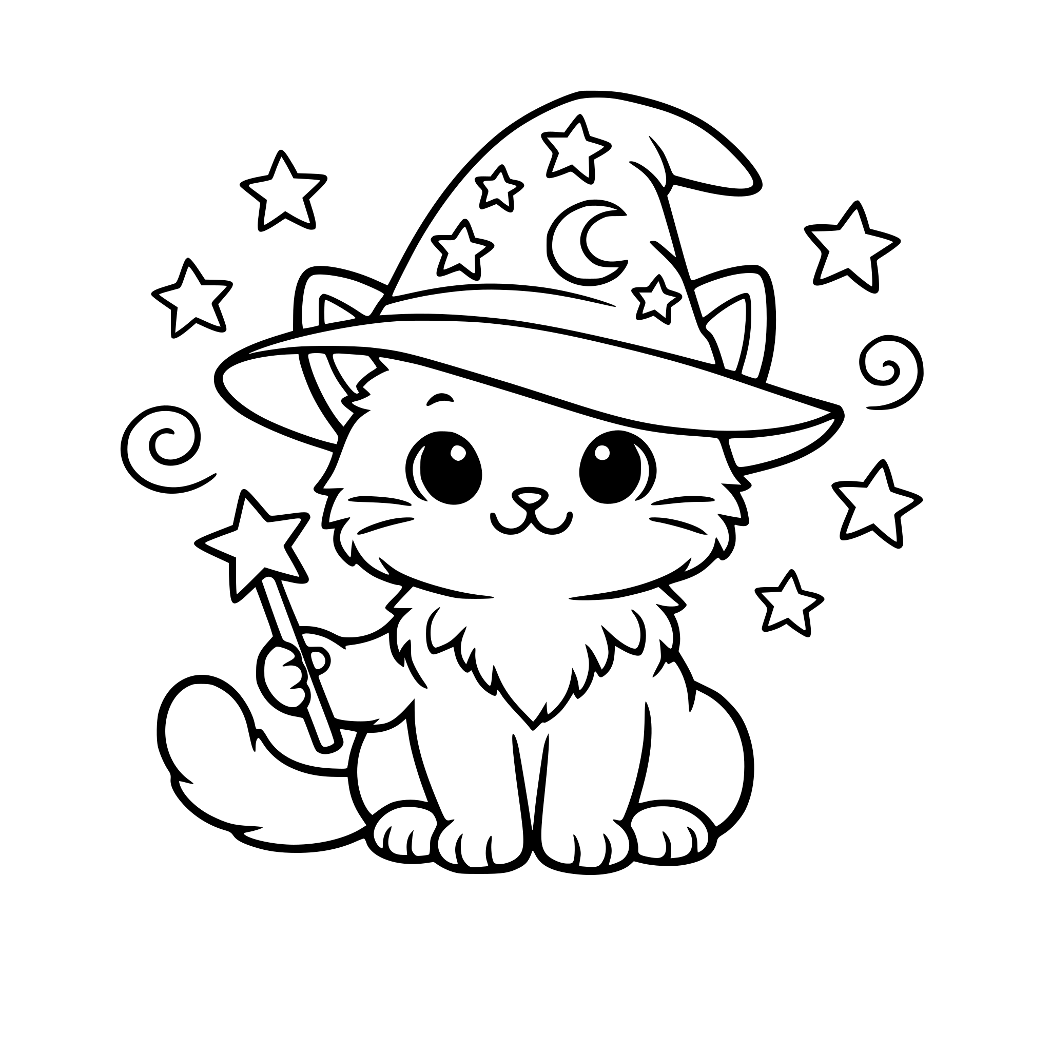 Een schattige kat met een tovenaarshoed