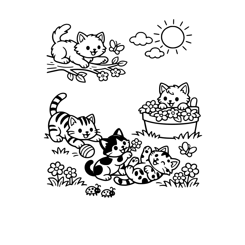 GATTI CHE GIOCANO ALL'APERTO IN PRIMAVERA