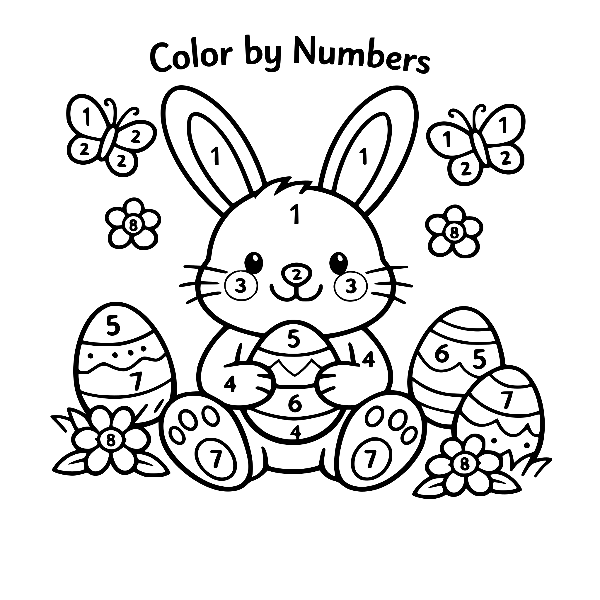 easter bunny colour by nu mbers