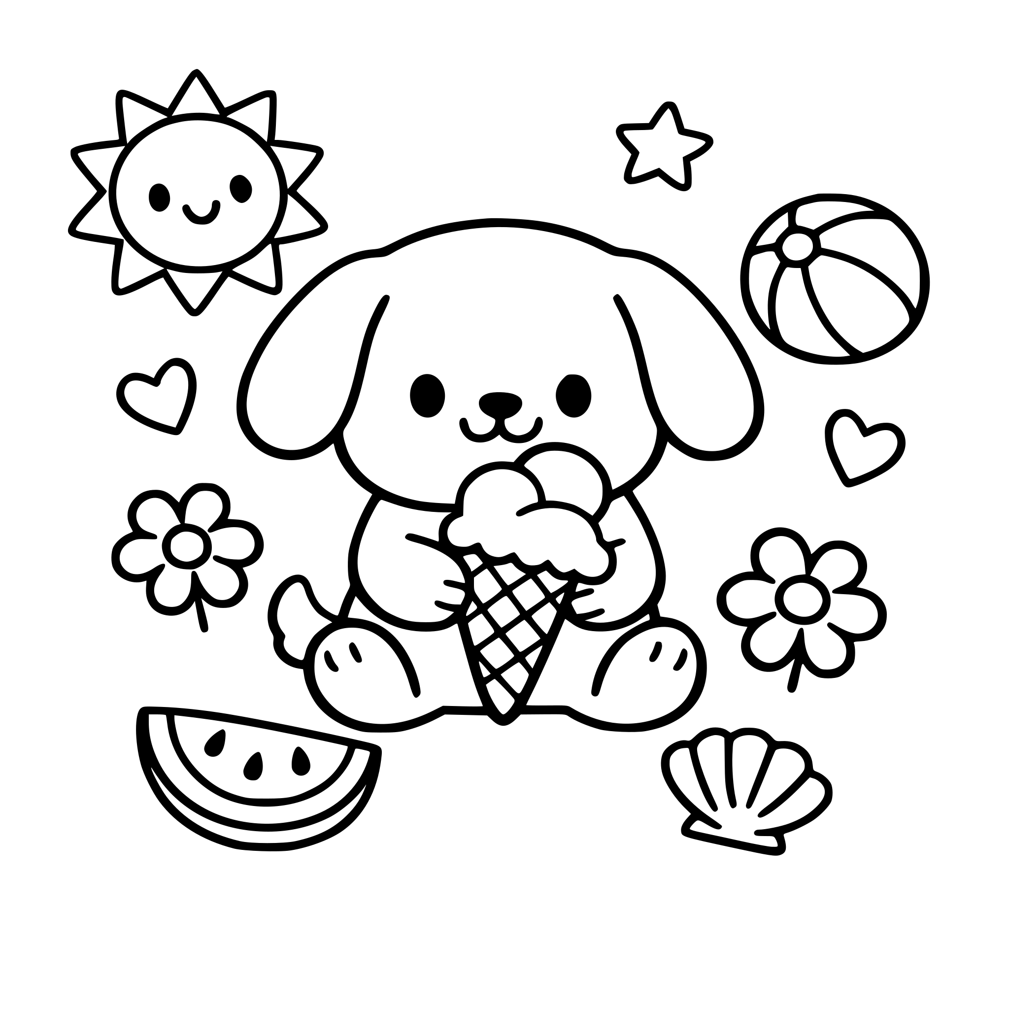 Bobbie Goods style outline drawing, thick black lines, coloring book page, simple, cute cartoon, no shading, white background, minimalist.