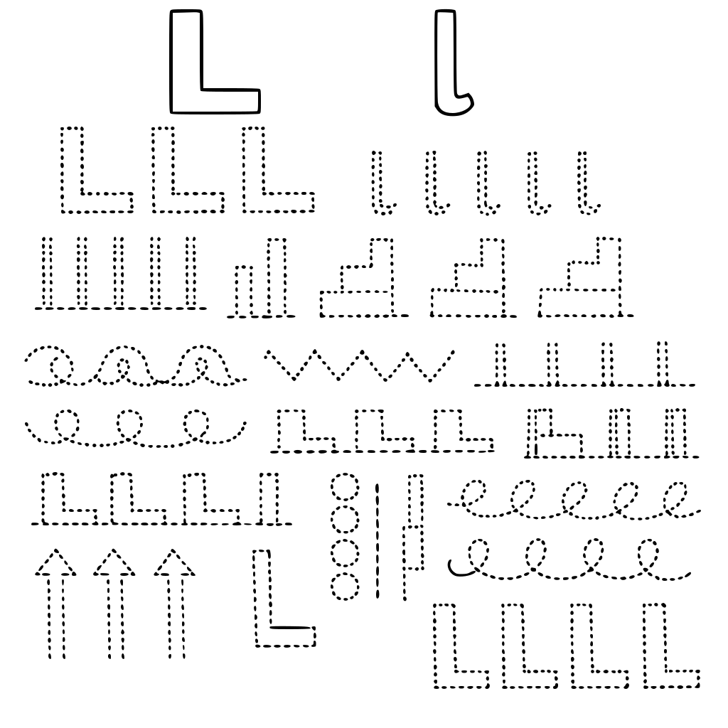 zró całą listę ćwiczeń do litery L duże i l małe różne ślaczki wykropkowane dzięki którym nauczymu pisać się literkę L i l