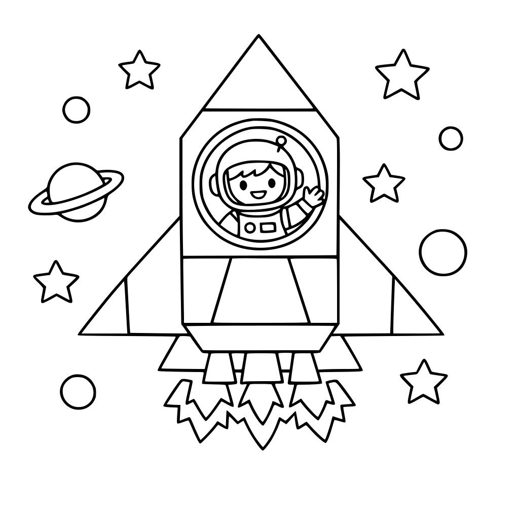 kid spaceship using geometric shape